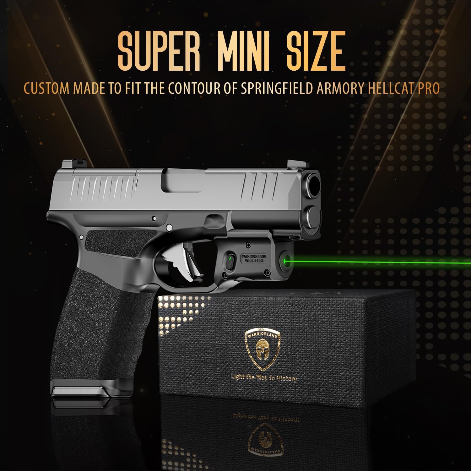 WARRIORLAND Kydex Holster for Gun with Green Laser Light Combo Fit for Hellcat Pro Pistol, WLS-110G Laser Beam Sight with Power Indicator & Concealed Carry IWB Right-Hand Holster.