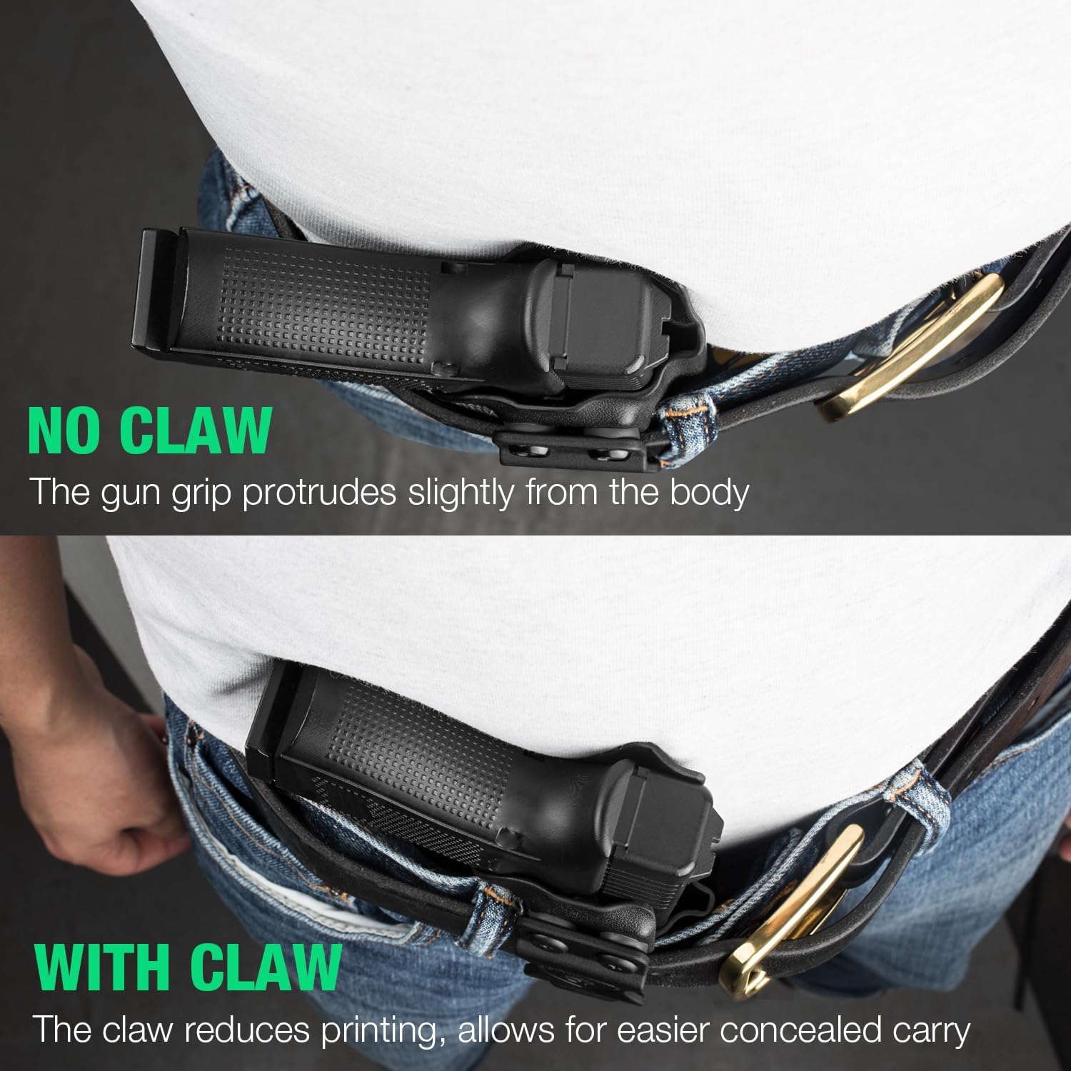 WARRIORLAND IWB Kydex Holster Optic Cut & Claw Compatible with Springfield Hellcat Pro, Inside Waistband Conceal Carry, Adj. Cant and Retention, Right Hand.