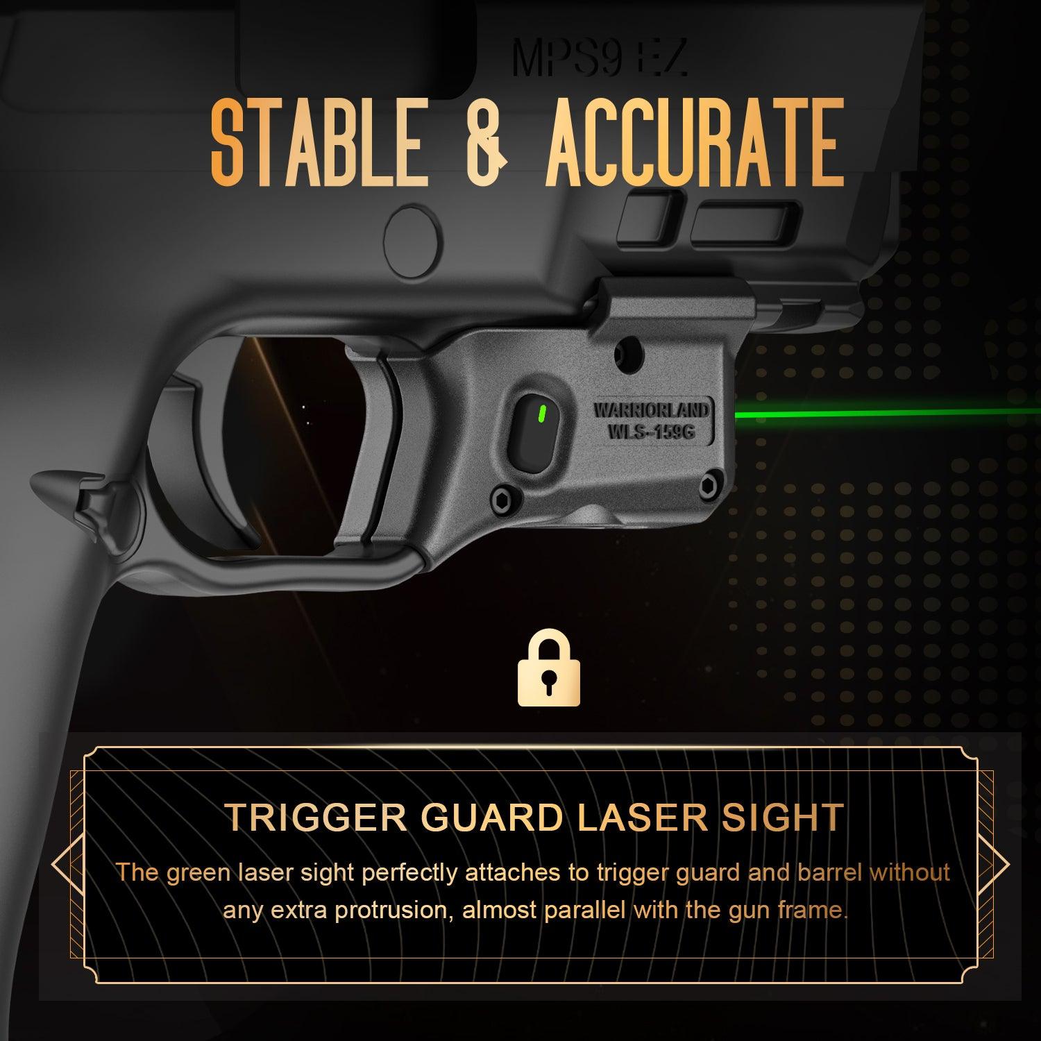 WARRIORLAND Green Laser Sight Fit M&P 9mm / 380 Shield EZ with Kydex Holster, First Green Beam Sight with Power Indicator, M&P 9mm Shield EZ Laser with IWB Holster, WLS-159G w/MP Shield 9 EZ Holster WARRIORLAND