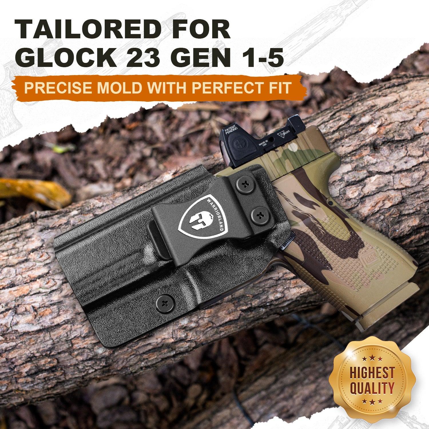G23 Holster IWB Kydex Holster Optics Cut Fit G23 Gen 1-5 Pistol, Inside Waistband Appendix Carry G23 Gen 5 9mm Holster, Adj. Retention & Cant, Right Hand/Left Hand Optinal|WARRIORLAND WARRIORLAND