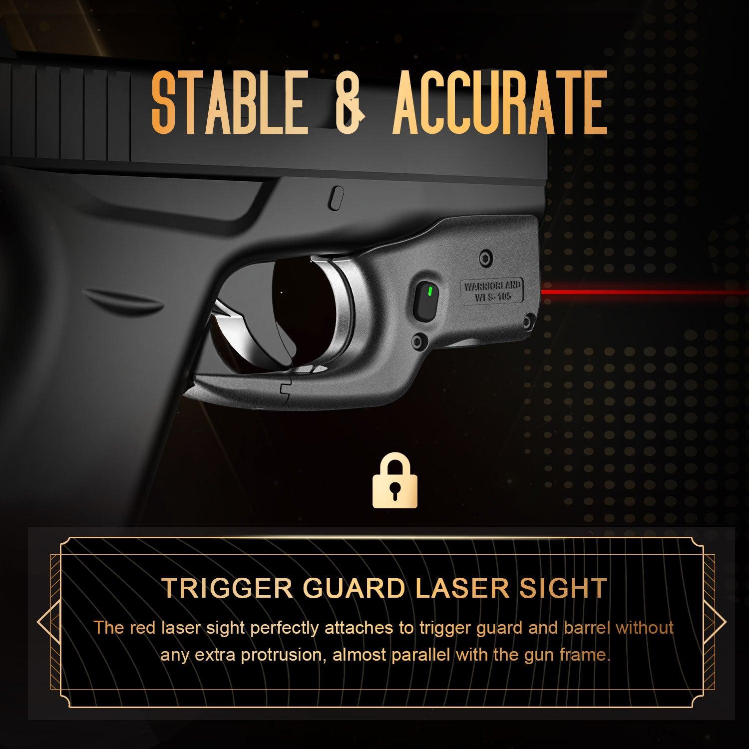 Red Laser Sight Designed to Fit Glock 43/43X(No Rail Version) with Holster, Red Beam Sight with Power Indicator, Custom-Made IWB Kydex Holster Right Hand, WLS-105 w/ G43 Holster|WARRIORLAND WARRIORLAND