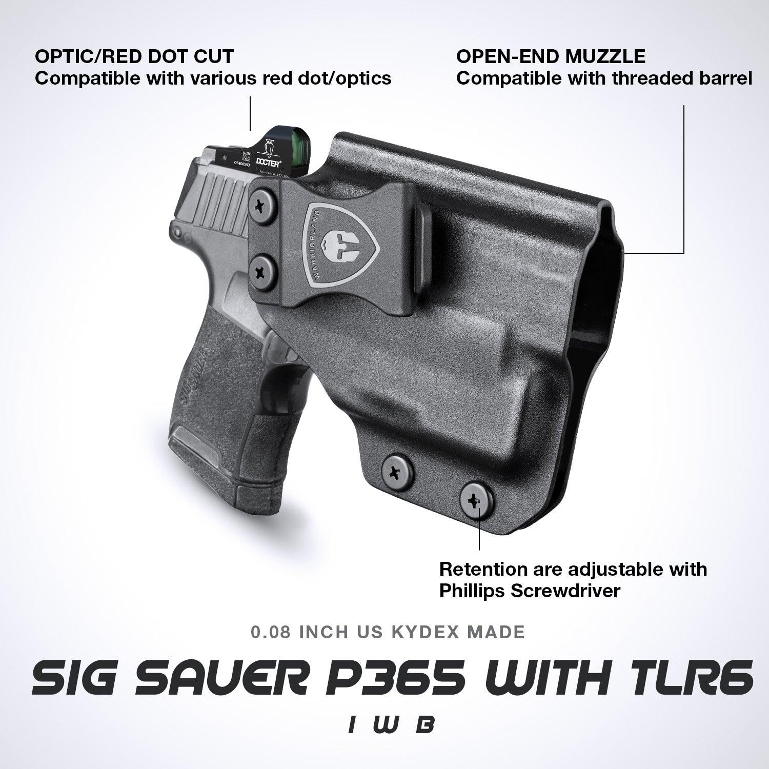 WARRIORLAND IWB Kydex Holster Compatible with Sig Sauer P365/P365X/P365 SAS/P365XL w/TLR-6/6 HL / 6 HL G, Inside Waistband Concealed Carry, Adj. Cant & Retention, Optic Cut,Right Hand WARRIORLAND