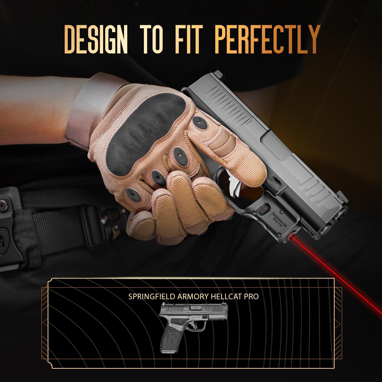 WARRIORLAND Kydex Holster for Gun with Red Laser Light Combo Fit for Hellcat Pro Pistol, WLS-110 Laser Beam Sight with Power Indicator & Concealed Carry IWB Right-Hand Holster