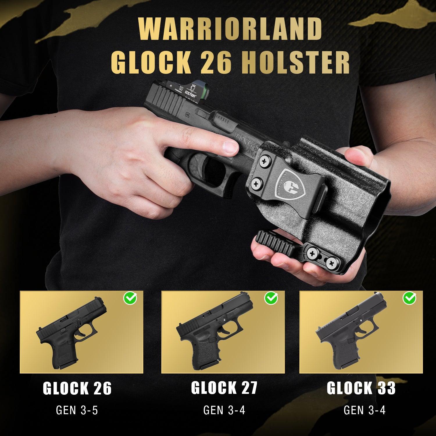IWB Kydex Holster with Claw Attachment and Optic Cut Fit G26 Gen 1-5 / G27 & G33 Gen 3-4 Pistol, Inside Waistband Appendix Carry G26 Holster, Adj. Cant & Retention, Right Hand|WARRIORLAND WARRIORLAND