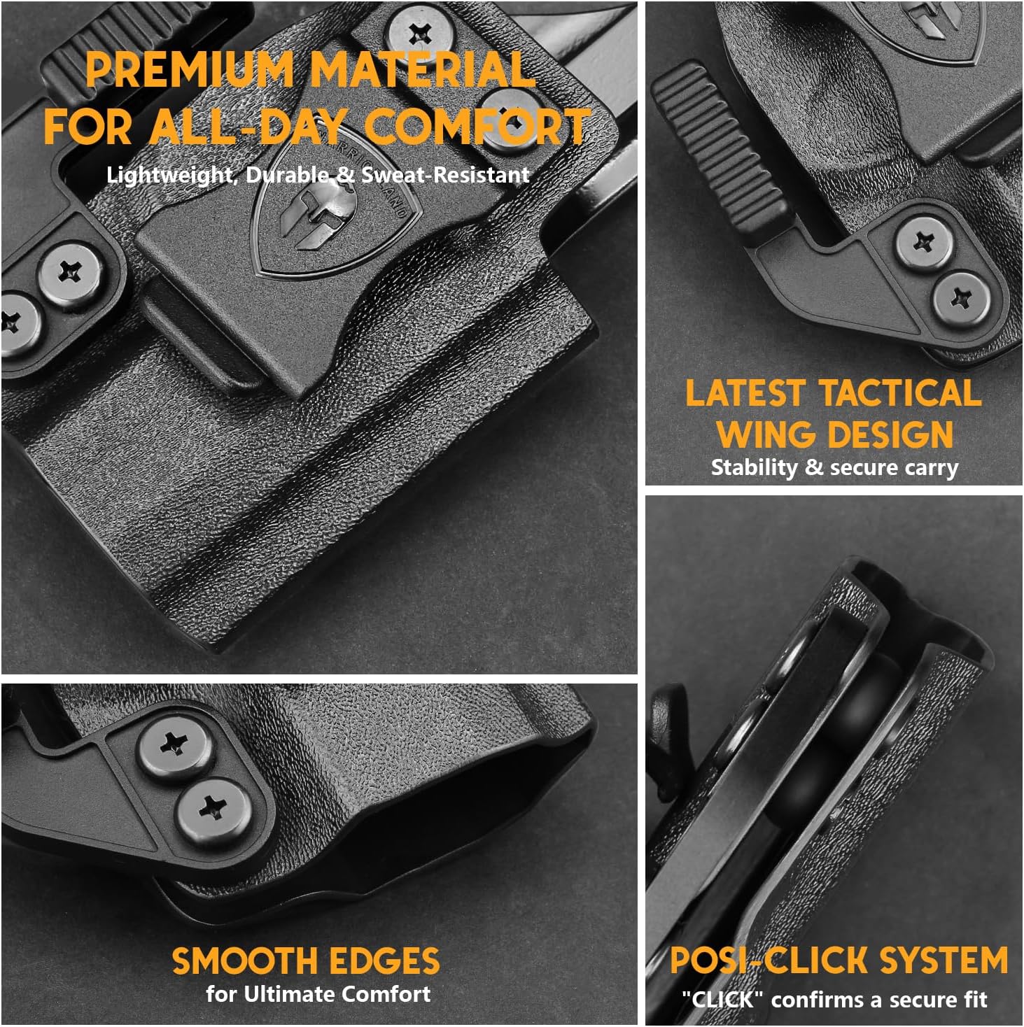 WARRIORLAND IWB Kydex Holster Compatible with Springfield Hellcat Pro, Not Fit Hellcat, Inside Waistband Appendix Conceal Carry, with Claw & Adj. Retention & Cant, Right Hand