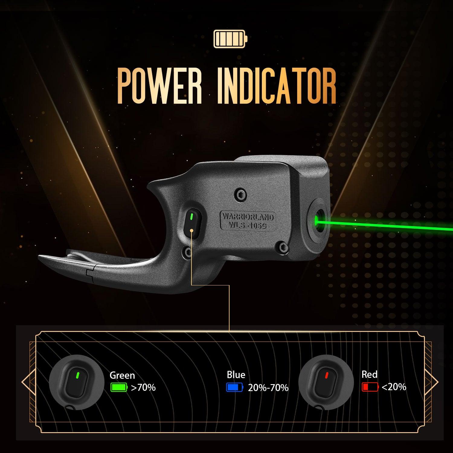 Green Laser Sight Tailored Fit G42 / G43 / G43X / G48, Ultra Compact G43 Beam Sight, Gun Sight with Ambidextrous On/Off Switch & Power Indicator, WLS-105G|WARRIORLAND WARRIORLAND