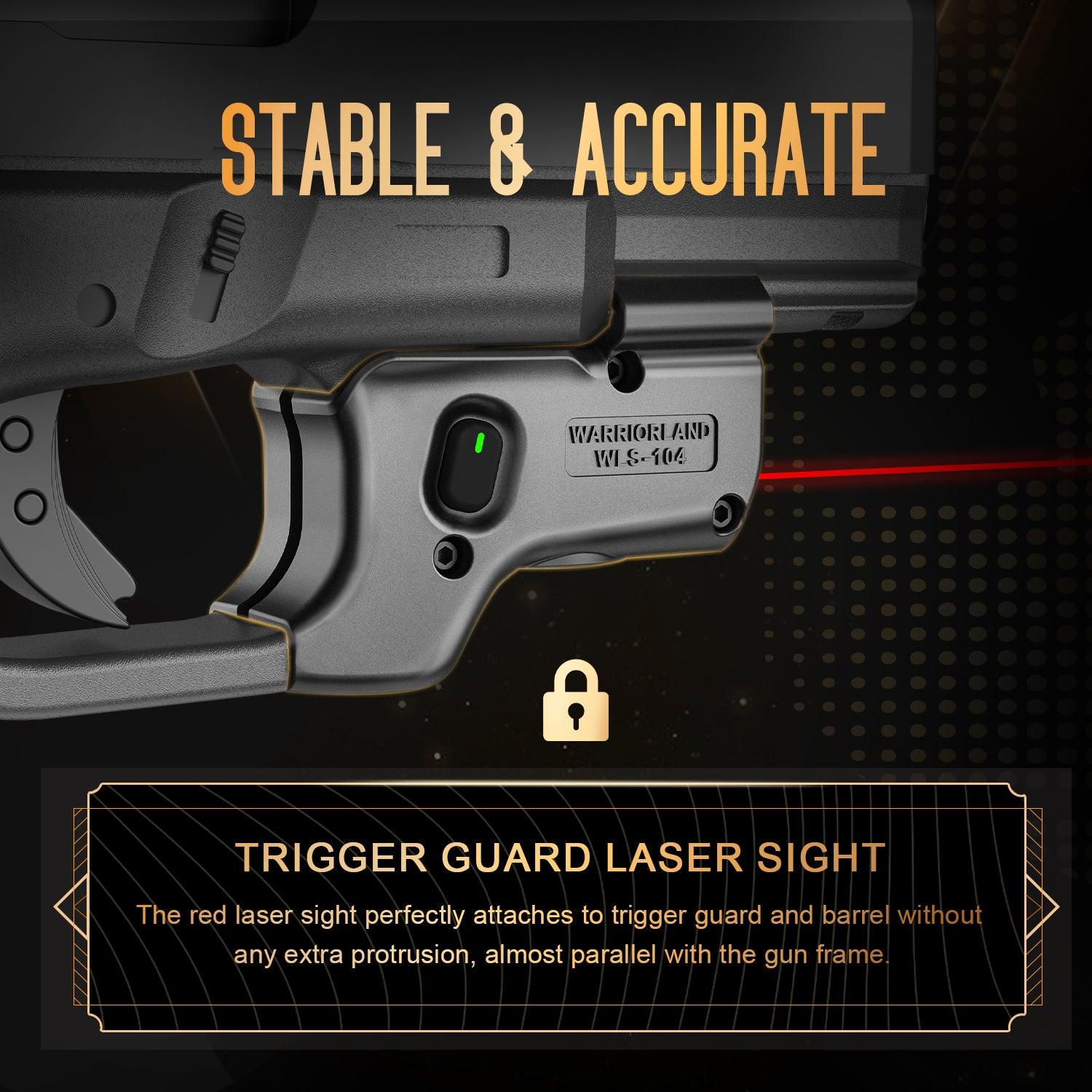 Red Laser Sight Compatible with Glock 17/19 Gen 3-5, G23/31/32 Gen 3-4 & G19X/44/45, Ultra Compact G19 Beam Sight, Gun Sight with Ambidextrous On/Off Switch & Power Indicator, WLS-104|WARRIORLAND WARRIORLAND