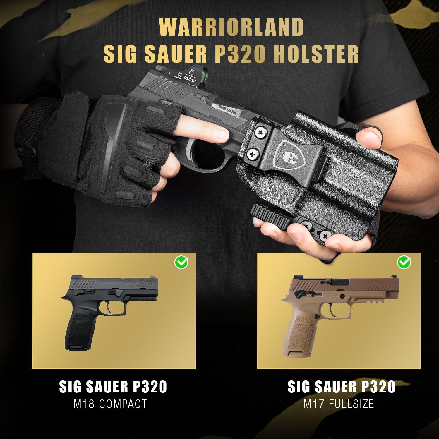 Sig P320 IWB Kydex Holster with Claw Attachment and Optic Cut: Sig Sauer P320 Compact M18 / P320 Fullsize M17, Inside Waistband Appendix Carry P320 Holster, Adj. Cant & Retention, Right|WARRIORLAND WARRIORLAND