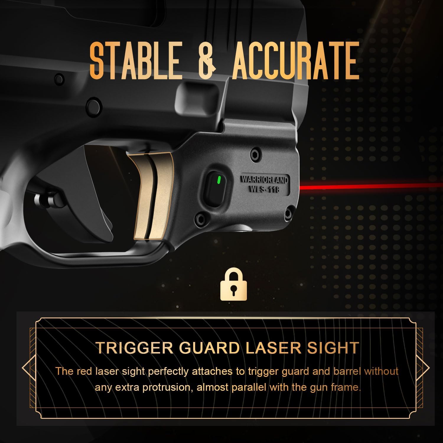 WARRIORLAND Red Laser Sight Fit Springfield Armory Hellcat (Not Fit Hellcat Pro), First Red Beam Sight with Power Indicator, Trigger Laser with Ambidextrous On/Off Switch, WLS-118.
