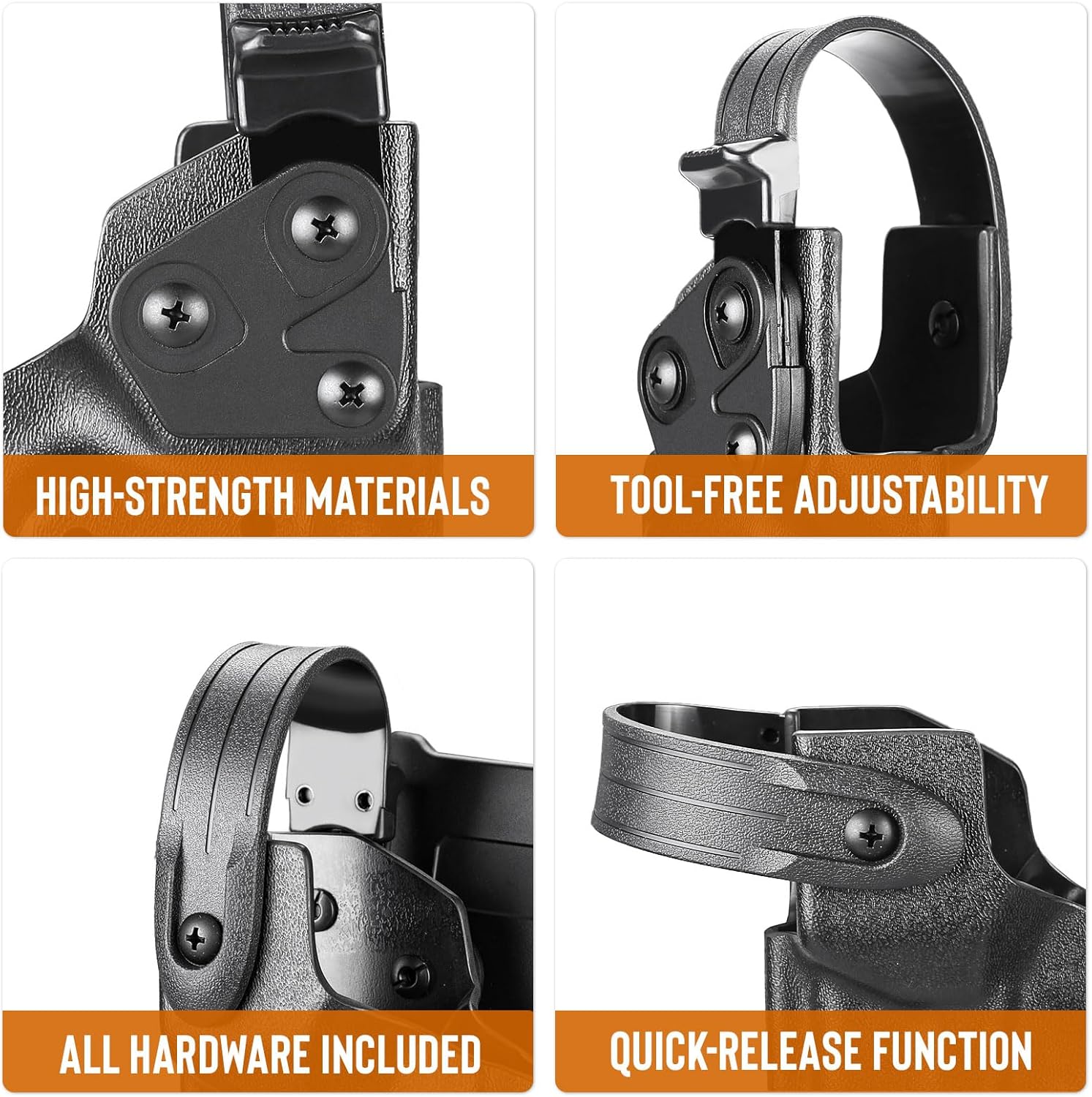 WARRIORLAND Level II Holster Retention Thumb Release Hood Kit - Impact-Resistant Polymer, Right/Left Hand Options, Compatible with Level II Holsters