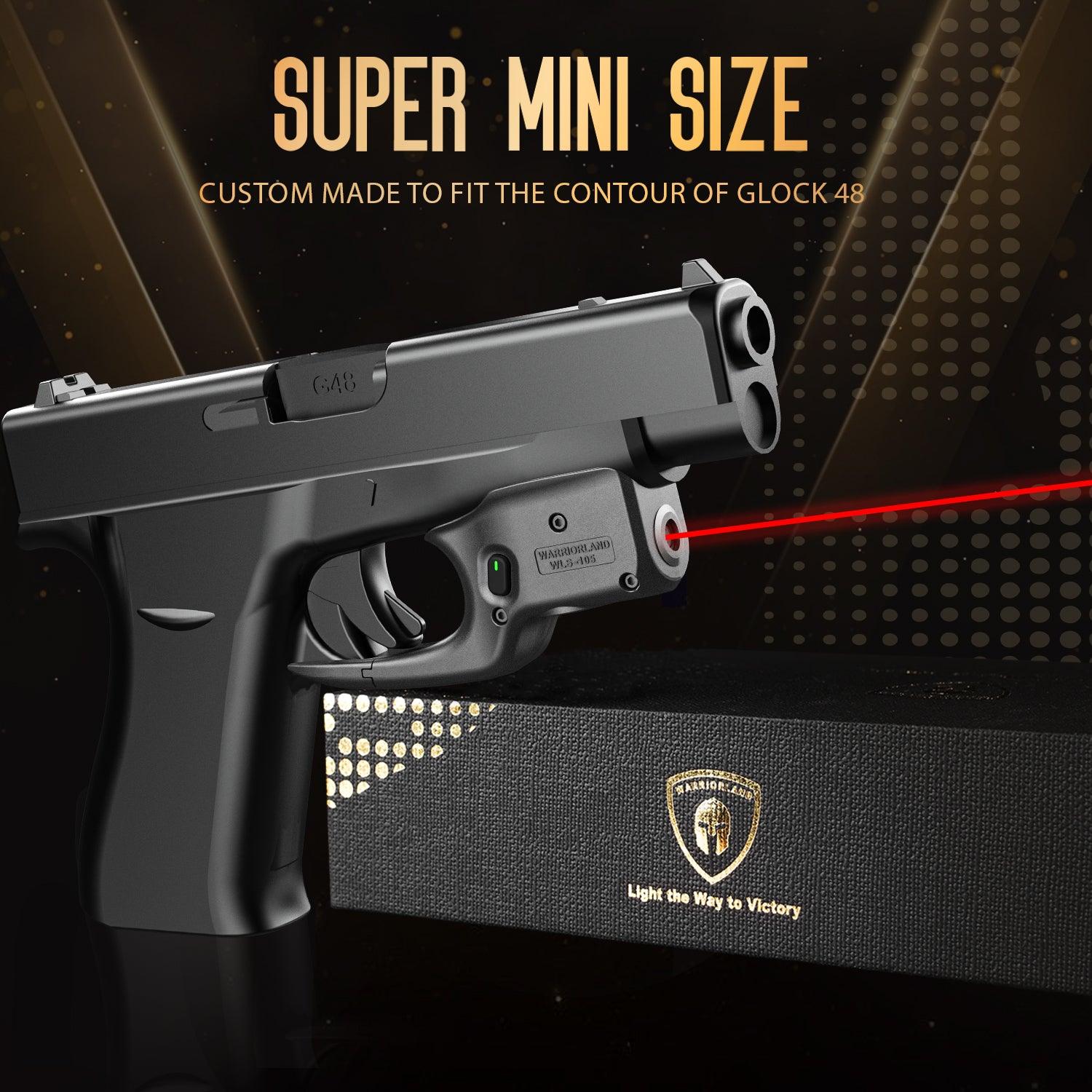 Red Laser Sight Designed to Fit Glock 48 with Holster Combo, Red Beam Sight with Power Indicator, Custom-Made IWB Kydex Holster Right Hand, WLS-105 w/ G48 Holster WARRIORLAND