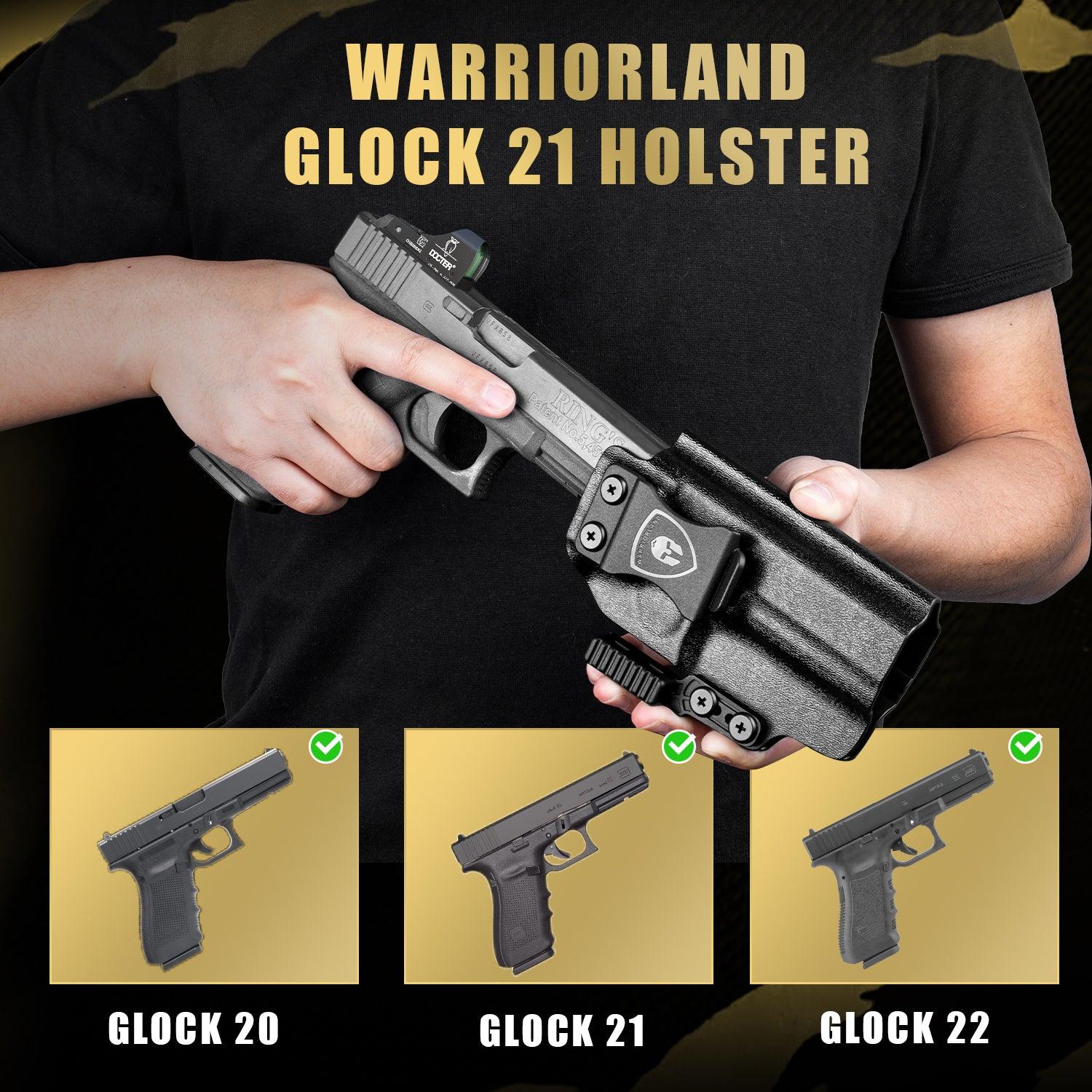 IWB Kydex Holster with Claw Attachment and Optic Cut Fit G20 / G21 (Gen 3 4 5) & G22 Gen 5 Pistol, Inside Waistband Appendix Carry G21 Holster, Adj. Cant & Retention, Right Hand|WARRIORLAND WARRIORLAND