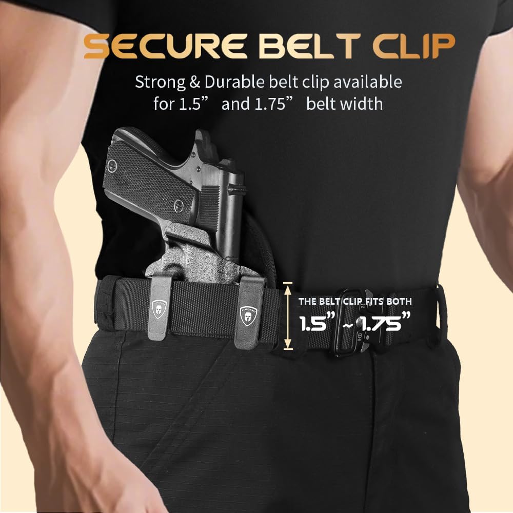 WARRIORLAND IWB Hybrid Kydex&Nylon Gun Holster for Colt 1911 Holster,Fits 1911 5'' No Rail Optics Cut Pistol Holster,Concealed Carry Holster for Men/Wome,Right Hand WARRIORLAND