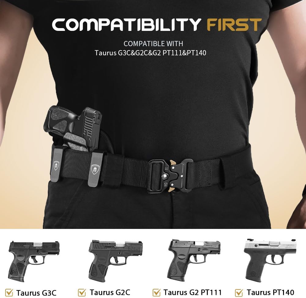 WARRIORLAND IWB Hybrid Kydex&Nylon Gun Holster for Taurus G2C Taurus G2S Taurus G3C Taurus G3C TORO Taurus G3 Taurus PT111 Millennium G2 Taurus PT140 Millennium G2,Optics Cut Pistol Holster,Concealed Carry Holster,Right Hand WARRIORLAND