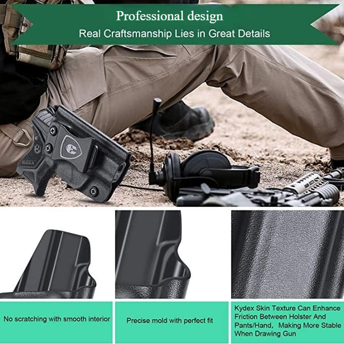 Ruger LCP 2 II .380 Pistol KYDEX IWB Holster Inside Waistband Appendix Carry Trigger Guard Right/ Left Handed | WARRIORLAND WARRIORLAND