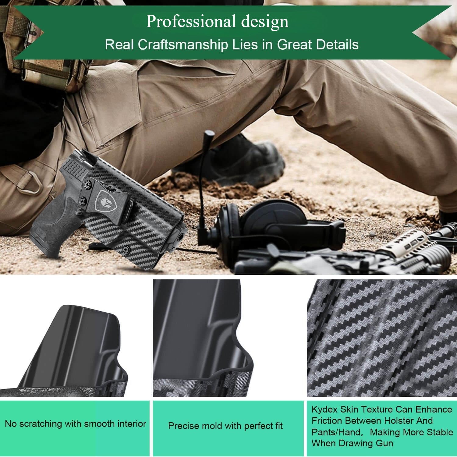 Carbon Fiber Kydex Smith and Wesson M&P / M&P M2.0 / 9/.40 / Compact/Full Size  IWB Holster Concealed Carry | WARRIORLAND WARRIORLAND