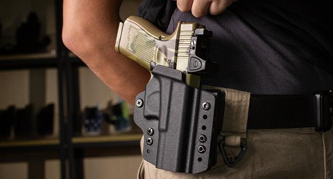IWB & OWB Convertible Holster, Fit Glock 17/19/26/34 Gen 3-5 & Glock 23/32 Gen 3-4,G17/G19 Gen4-5 MOS ,G19/G26/G34 Gen5 MOS G19X G19 Gen4 MOS G44 G45 G45 MOS Optic Ready, Adj Ride Height,Right Hand | Warriorland WARRIORLAND