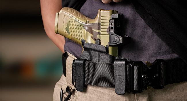 IWB & OWB Convertible Holster, Fit Glock 17/19/26/34 Gen 3-5 & Glock 23/32 Gen 3-4,G17/G19 Gen4-5 MOS ,G19/G26/G34 Gen5 MOS G19X G19 Gen4 MOS G44 G45 G45 MOS Optic Ready, Adj Ride Height,Right Hand | Warriorland WARRIORLAND