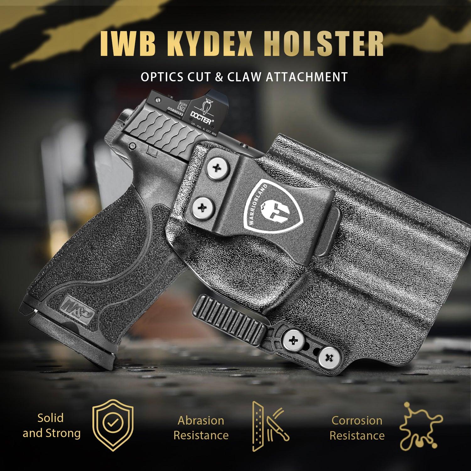 IWB Kydex Holster with Claw Attachment and Optic Cut Fit Smith & Wesson M&P 9mm / .40 Pistol, Inside Waistband Appendix Carry M&P 9mm Holster, Adj. Cant & Retention, Right Hand|WARRIORLAND WARRIORLAND