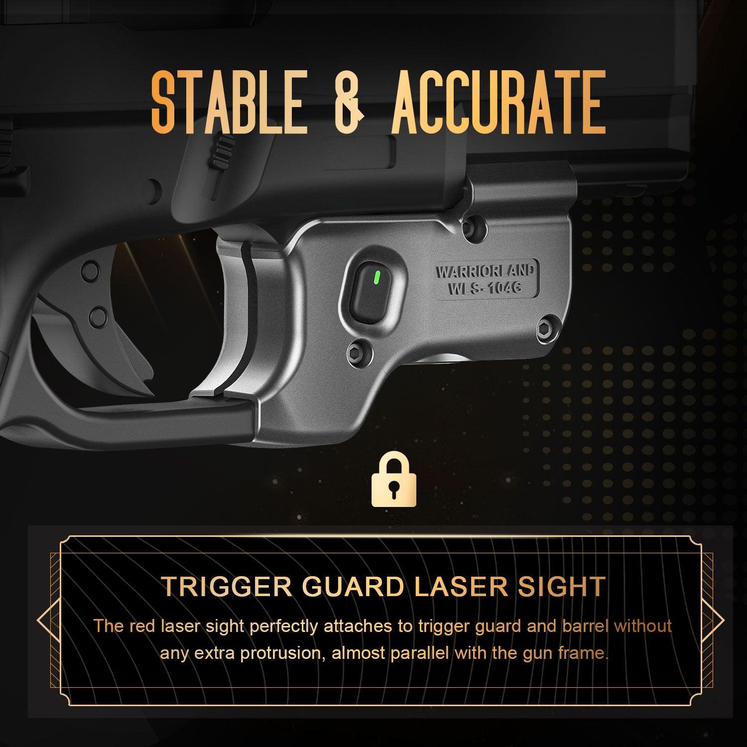 Green Laser Sight Tailored Fit Glock 17/19/19X/23/31/32/44/45, Ultra Compact G19 Beam Sight, Gun Sight with Ambidextrous On/Off Switch & Power Indicator|WARRIORLAND WARRIORLAND