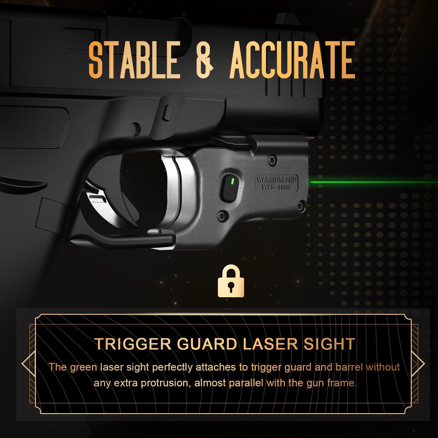 Green Laser Sight Designed to Fit Glock 43X MOS with Holster Combo, Green Beam Sight with Power Indicator, Custom-Made IWB Kydex Right Hand Holster, WLS-100G w/ G43X MOS Holster|WARRIORLAND WARRIORLAND