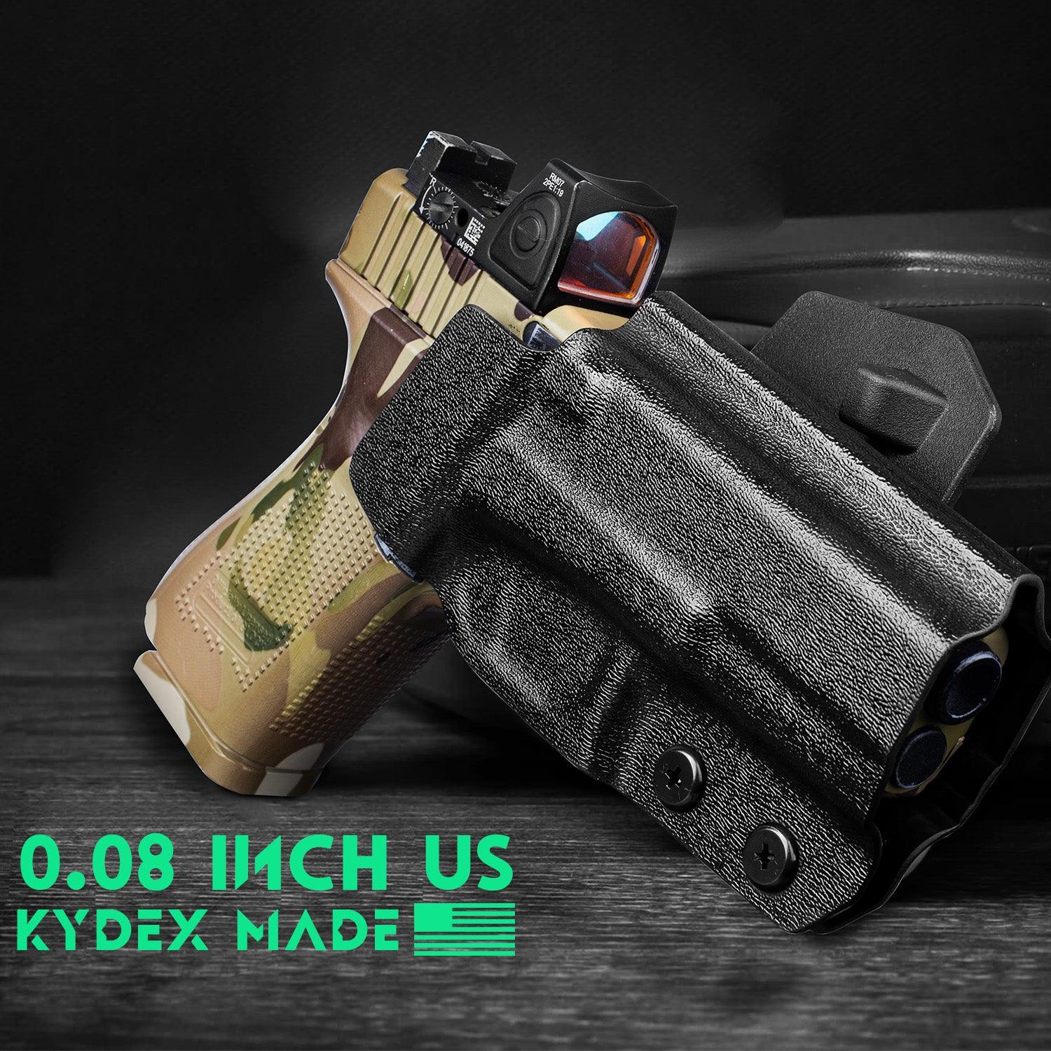 G23 Holster OWB Kydex Holster Optics Cut Fit G23 Gen 1-5 Pistol, Outside Waistband Open Carry G23 Gen 5 Holster with 1.75 Inch Paddle, Adj. Retention, Right Hand/Left Hand|WARRIORLAND WARRIORLAND