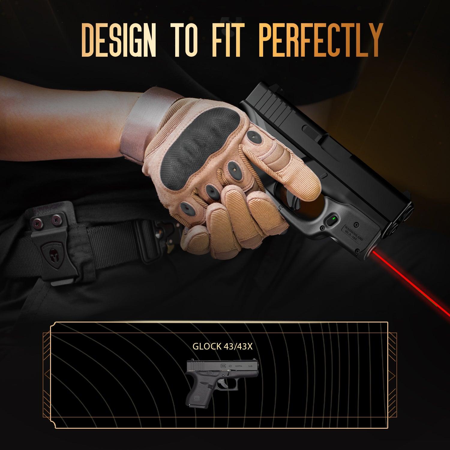 Red Laser Sight Designed to Fit Glock 43/43X(No Rail Version) with Holster, Red Beam Sight with Power Indicator, Custom-Made IWB Kydex Holster Right Hand, WLS-105 w/ G43 Holster|WARRIORLAND WARRIORLAND