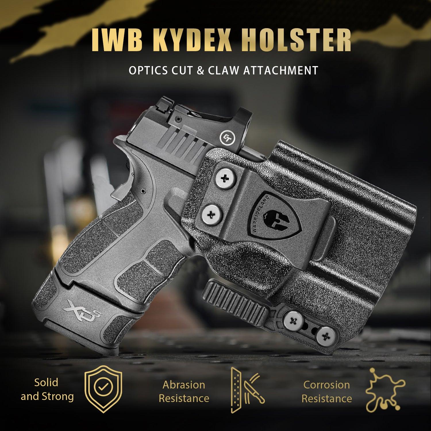 IWB Kydex Holster with Claw Attachment and Optic Cut Fit Springfield XD-S 3.3'' Pistol, Inside Waistband Appendix Carry XDS Holster, Adj. Cant & Retention, Right Hand|WARRIORLAND WARRIORLAND