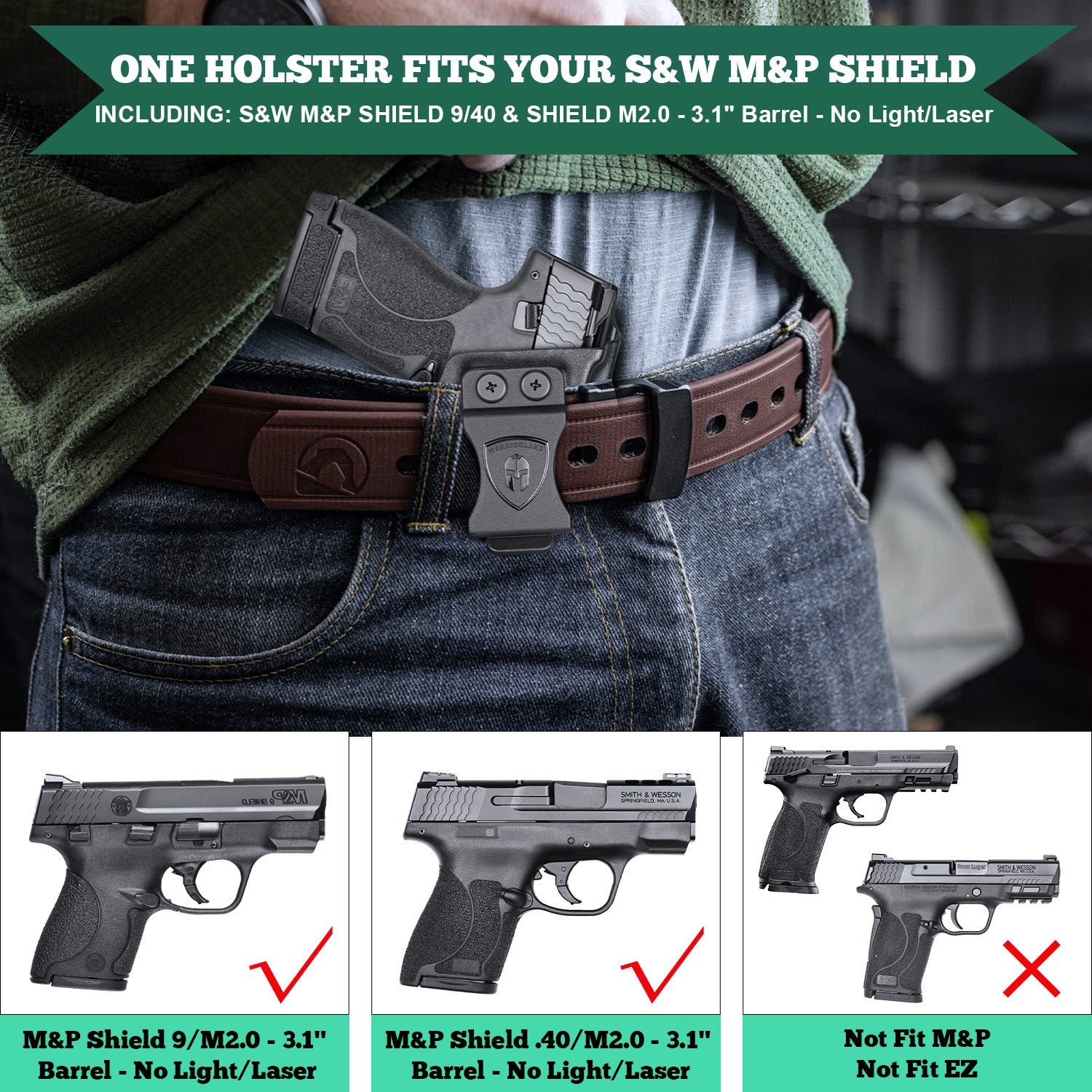 IWB Holster Fit M&P Shield 9mm &Smith & Wesson .40 3.1’’ M&P Shield M2.0 Compact Warriorland WARRIORLAND