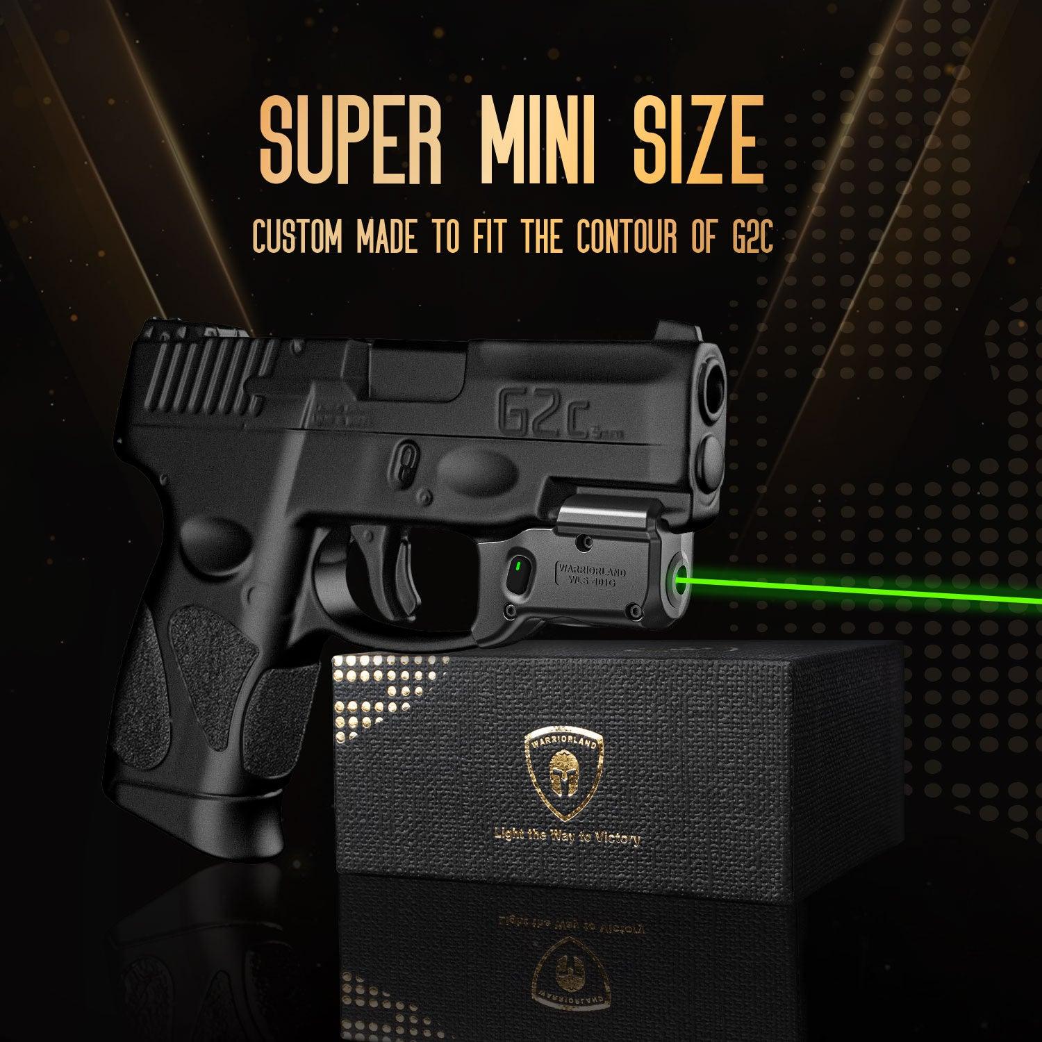 WARRIORLAND Green Laser Sight Tailored Fit Taurus G2C / Taurus G3C / Millennium G2 PT111 & PT140/Taurus G3, Ultra Compact G2C Beam Sight, Gun Sight with Ambidextrous On/Off Switch & Power Indicator, WLS-101G WARRIORLAND