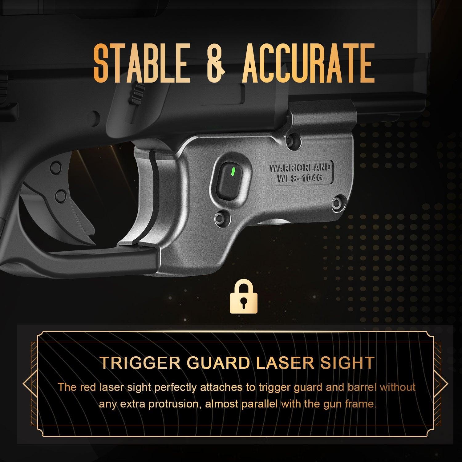 Green Laser Sight WLS-104G and Kydex Holster Combo Tailored Fit Glock 17/19/19X/23/31/32/44/45, Ultra Compact G19 Beam Sight, Gun Sight with Ambidextrous On/Off Switch & Power Indicator|WARRIORLAND WARRIORLAND