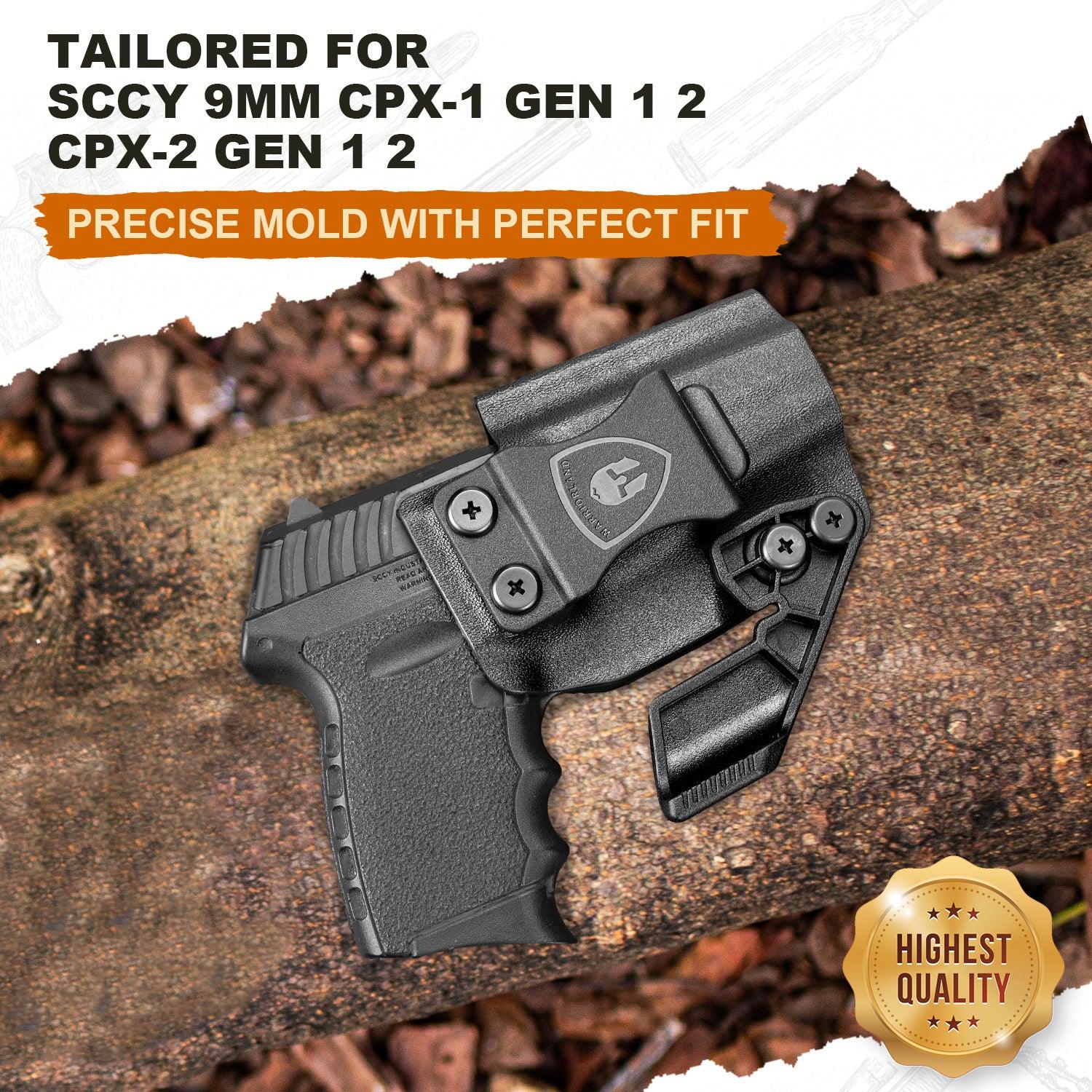 SCCY CPX-1 / CPX-2 w/Claw & Optics Cut, IWB Kydex Holster for SCCY CPX1 & SCCY CPX2, Inside Waistband Appendix Carry, Right Hand|WARRIORLAND WARRIORLAND