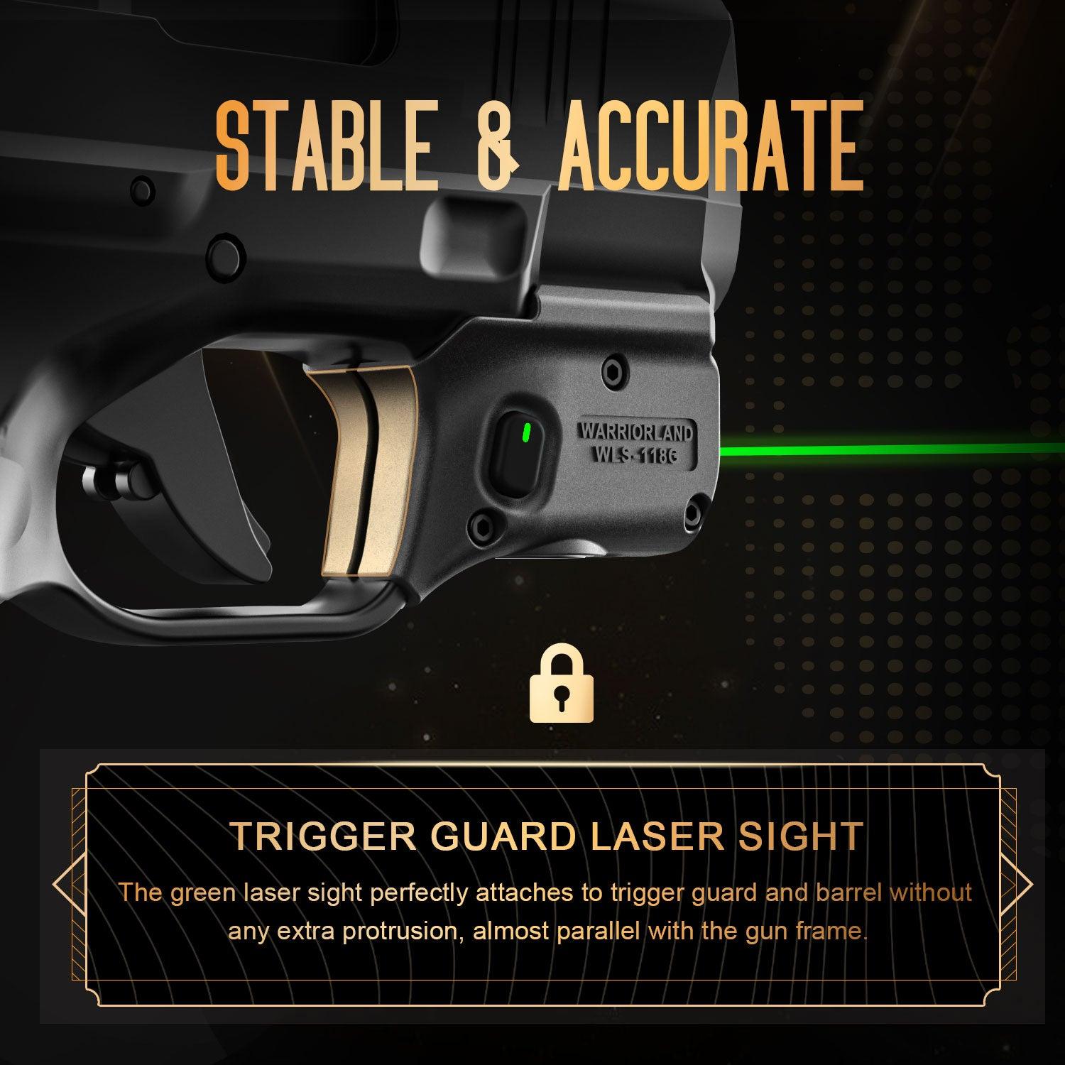 WARRIORLAND Green Laser Sight Fit Springfield Hellcat with Kydex Holster, First Green Beam Sight with Power Indicator, Hellcat Laser with IWB Holster Right Hand, WLS-118G w/Hellcat Holster WARRIORLAND