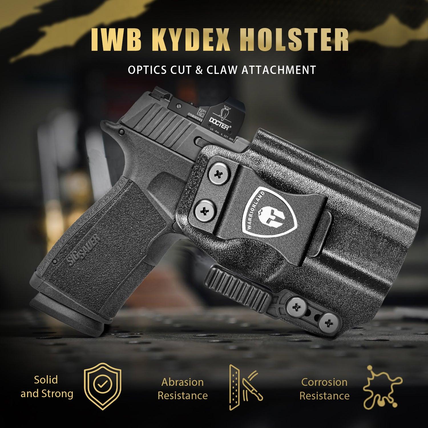 Sig P365X-Macro IWB Kydex Holster with Claw Attachment and Optic Cut: Sig Sauer P365XMACRO, Inside Waistband Appendix Carry P365 X Macro Holster, Adj. Cant & Retention, Right Hand|WARRIORLAND WARRIORLAND