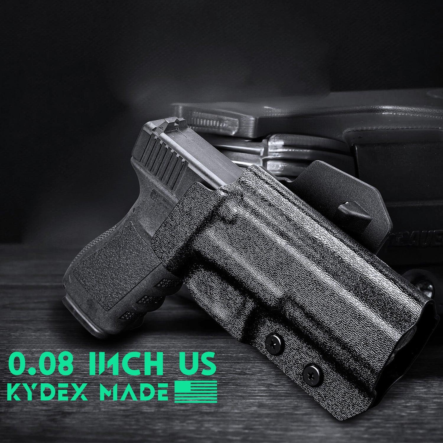 WARRIORLAND Compatible with Glock 20 21 22 Holster OWB Kydex Holster Optics Cut: G21 / G20 (Gen 3 4 5) & G22 Gen 5, Outside Waistband Open Carry G21 Holster with 1.75 Inch Paddle, Adj. Retention WARRIORLAND