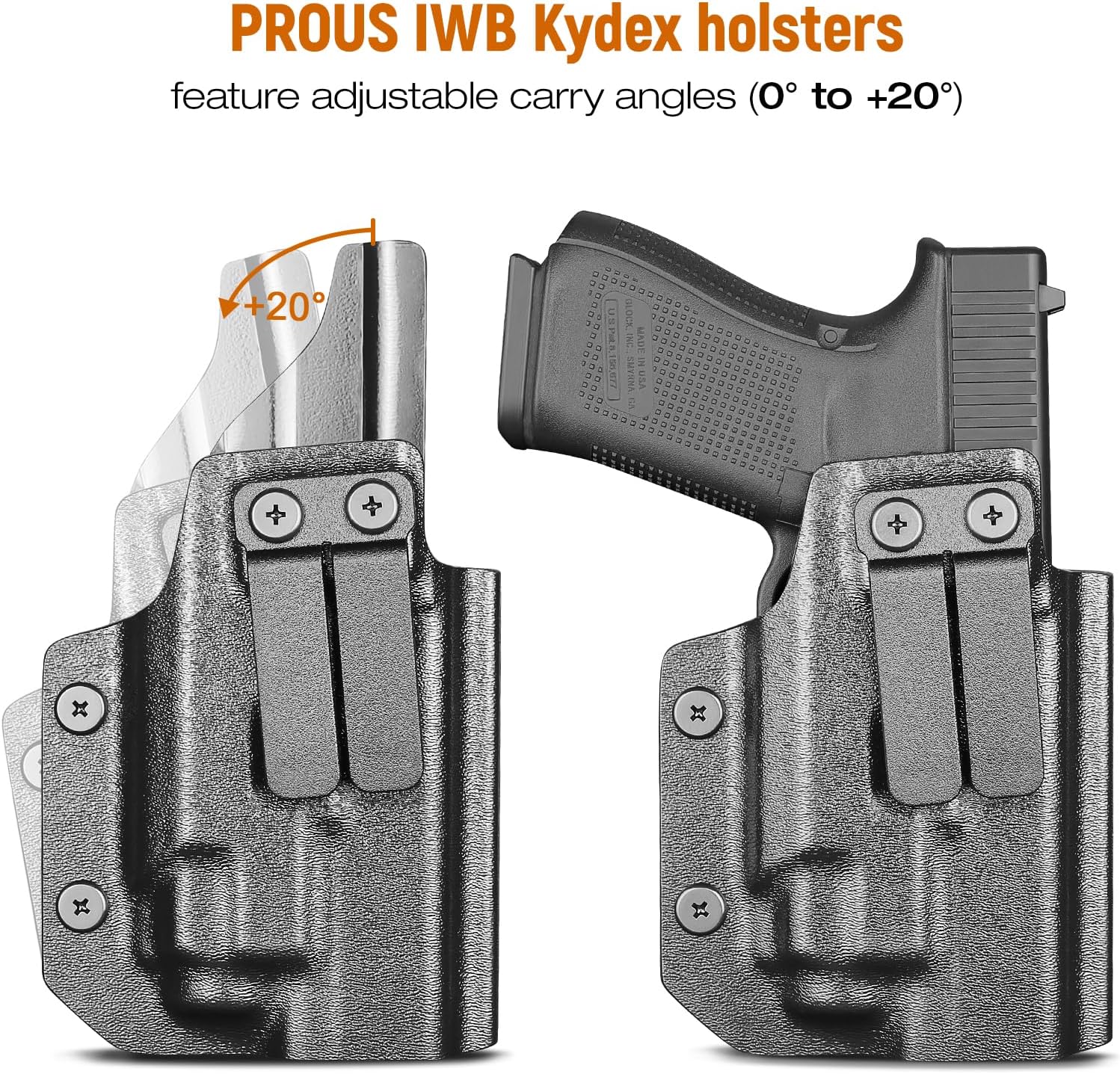 IWB Kydex Holster for Glock 19 with TLR8/ TLR8A, Fit Glock 17/19 Gen 3-5, 23/32 Gen 3-4 & 19X/ 44/45, Inside Waistband Conceal Carry, Optic Cut, Adj. Cant & Retention, Right Hand.