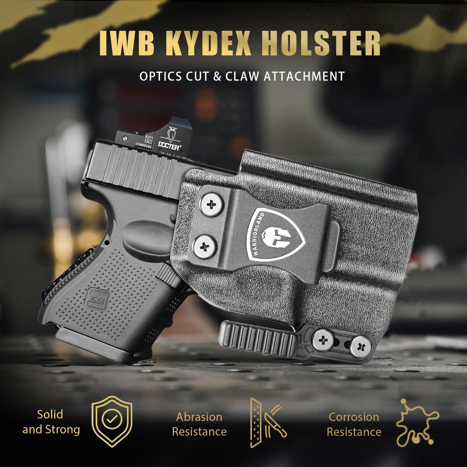 IWB Kydex Holster with Claw Attachment and Optic Cut Fit G26 Gen 1-5 / G27 & G33 Gen 3-4 Pistol, Inside Waistband Appendix Carry G26 Holster, Adj. Cant & Retention, Right Hand|WARRIORLAND WARRIORLAND