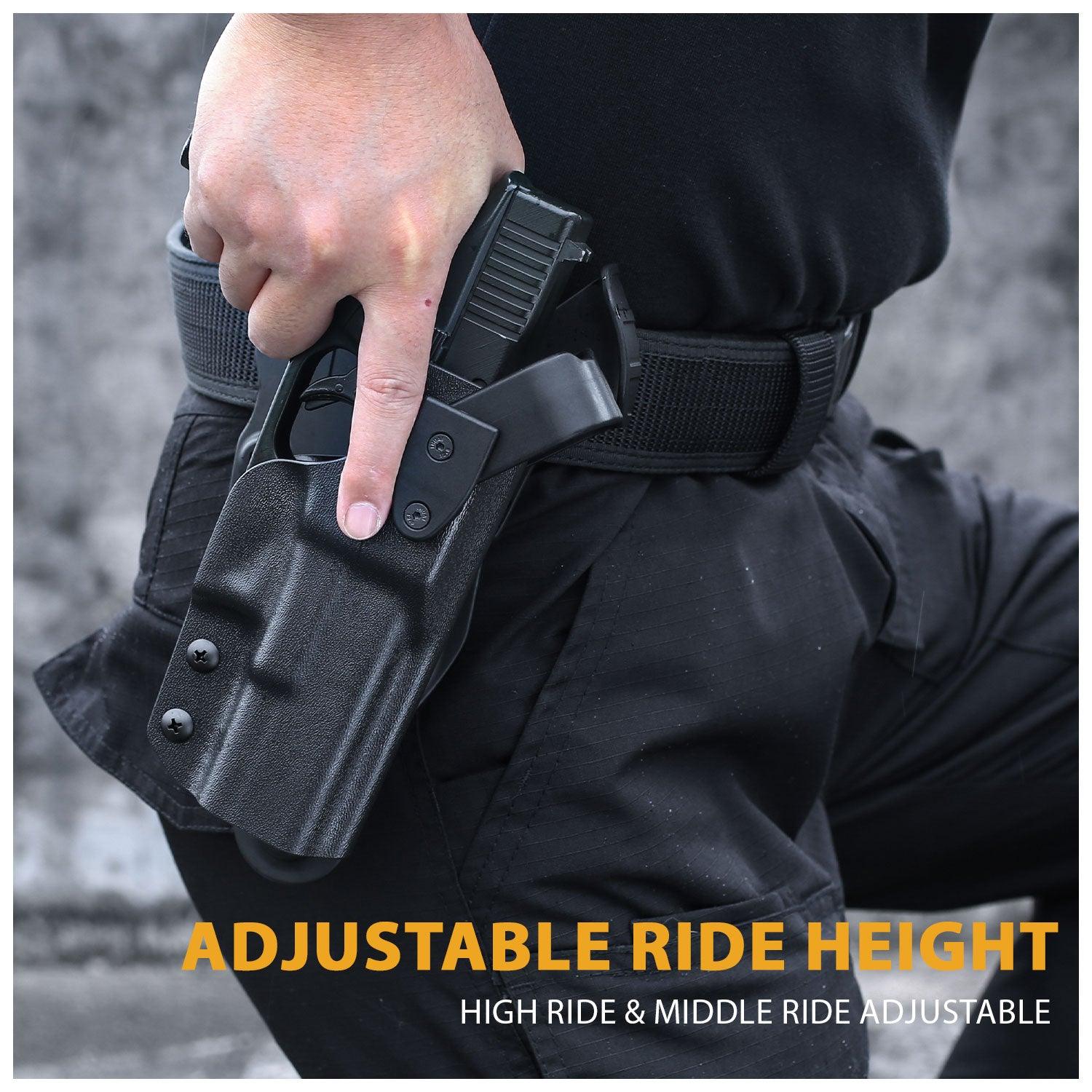 Glock 19 Holster Level II Retention w/Hook Guard & Rotating Hood: Glock 17 Gen3-5 G19 Gen3-5 G19X G23 Gen3-4 G26 Gen3-5 G32 Gen3-4 G34 Gen3-5 G44 G45, 2.25 , Adj. Retention & Ride Height, Right Hand|WARRIORLAND WARRIORLAND