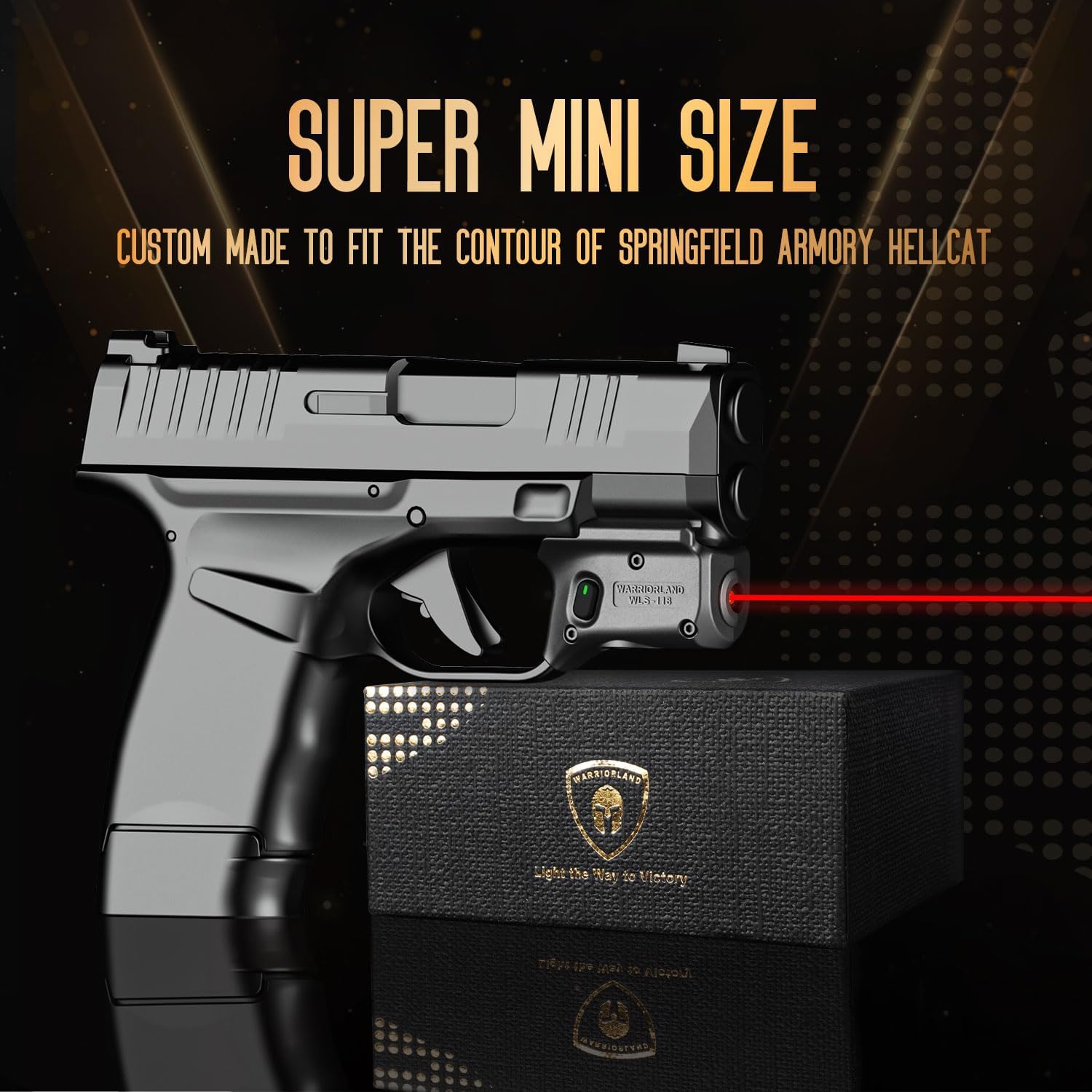 WARRIORLAND Red Laser Sight Fit Springfield Armory Hellcat (Not Fit Hellcat Pro), First Red Beam Sight with Power Indicator, Trigger Laser with Ambidextrous On/Off Switch, WLS-118.