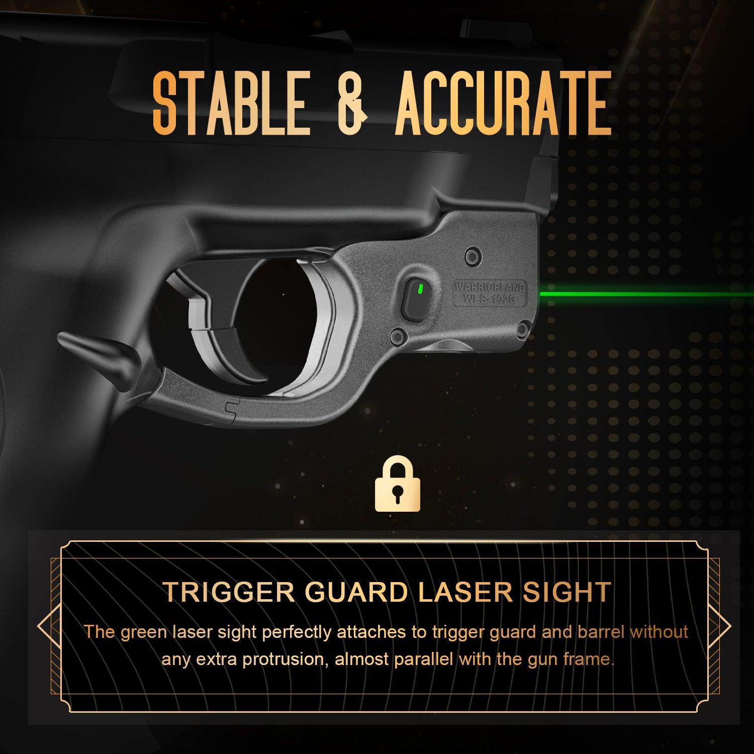 Green Laser Sight Tailored Fit M&P Shield 9mm/.40 Pistol (Not Fit M&P Shield Plus), Ultra Compact Shield 40 Beam Sight, Gun Sight with Ambidextrous On/Off Switch & Power Indicator, WLS-102G|WARRIORLAND WARRIORLAND
