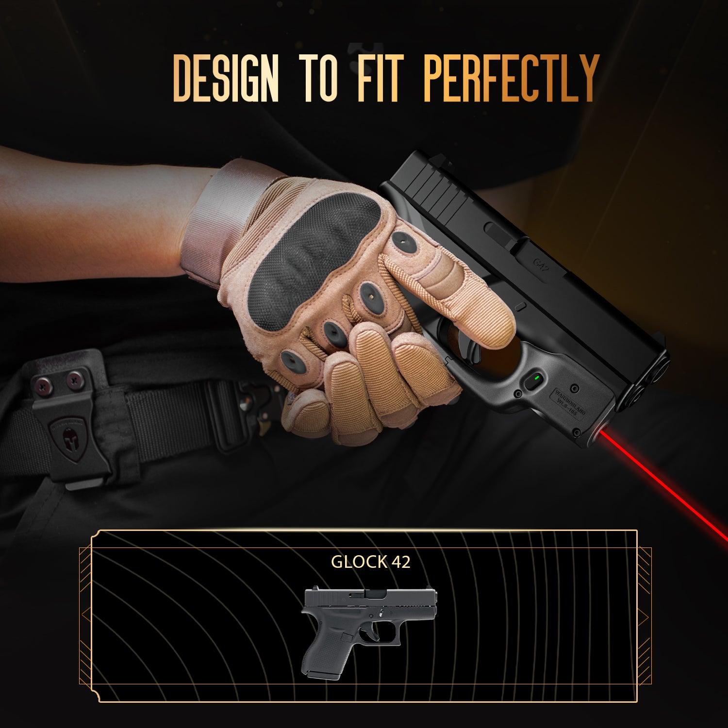 Red Laser Sight Designed to Fit Glock G42 with Holster Combo, Red Beam Sight with Power Indicator, Custom-Made IWB Kydex Holster Right Hand, Windage and Elevation Adjustment, WLS-105|WARRIORLAND WARRIORLAND