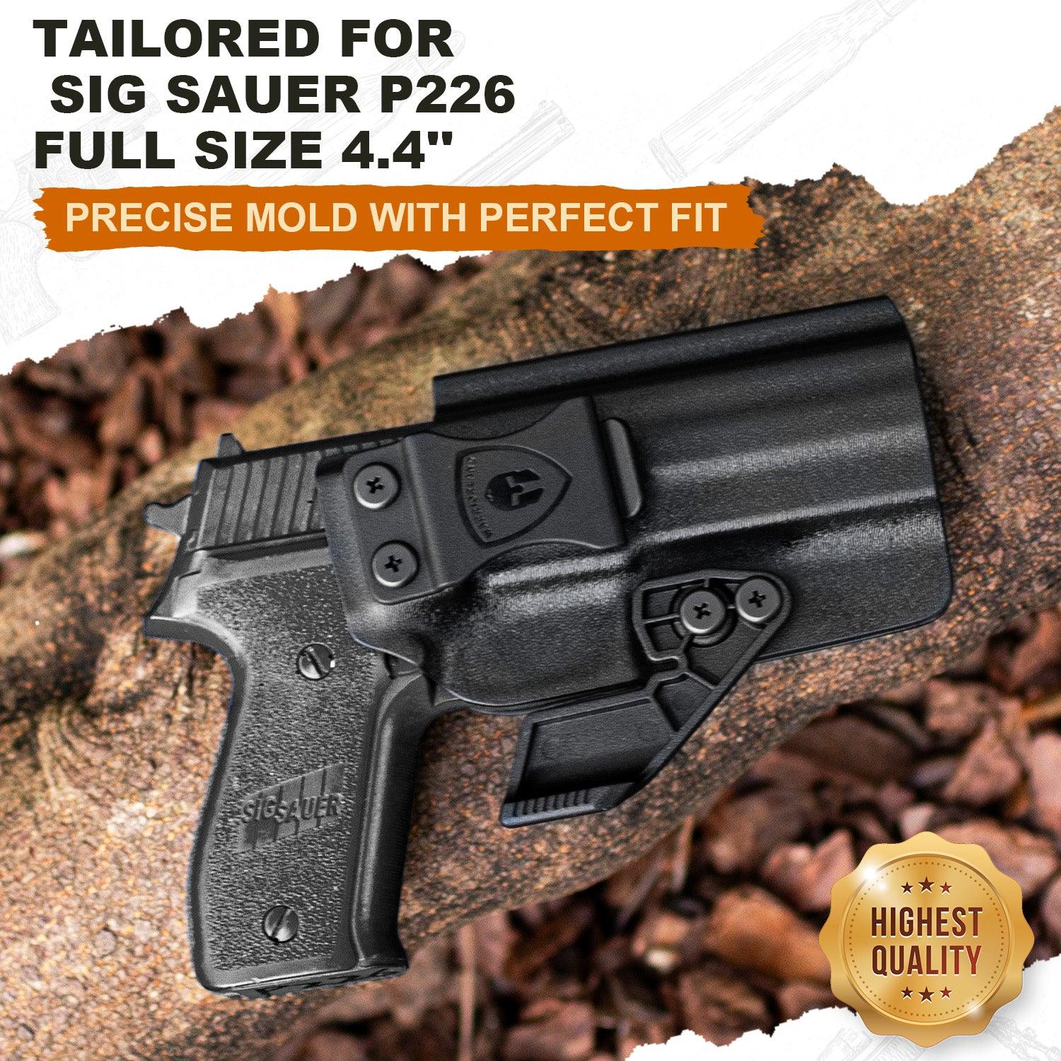 Kydex IWB Holster with claw Optics Cut for P226 LEGION'' Barrel, Inside Waistband Appendix Concealed Carry Holster P226, Adj. Cant & Posi-Click Retention, Right Hand | WARRIORLAND WARRIORLAND