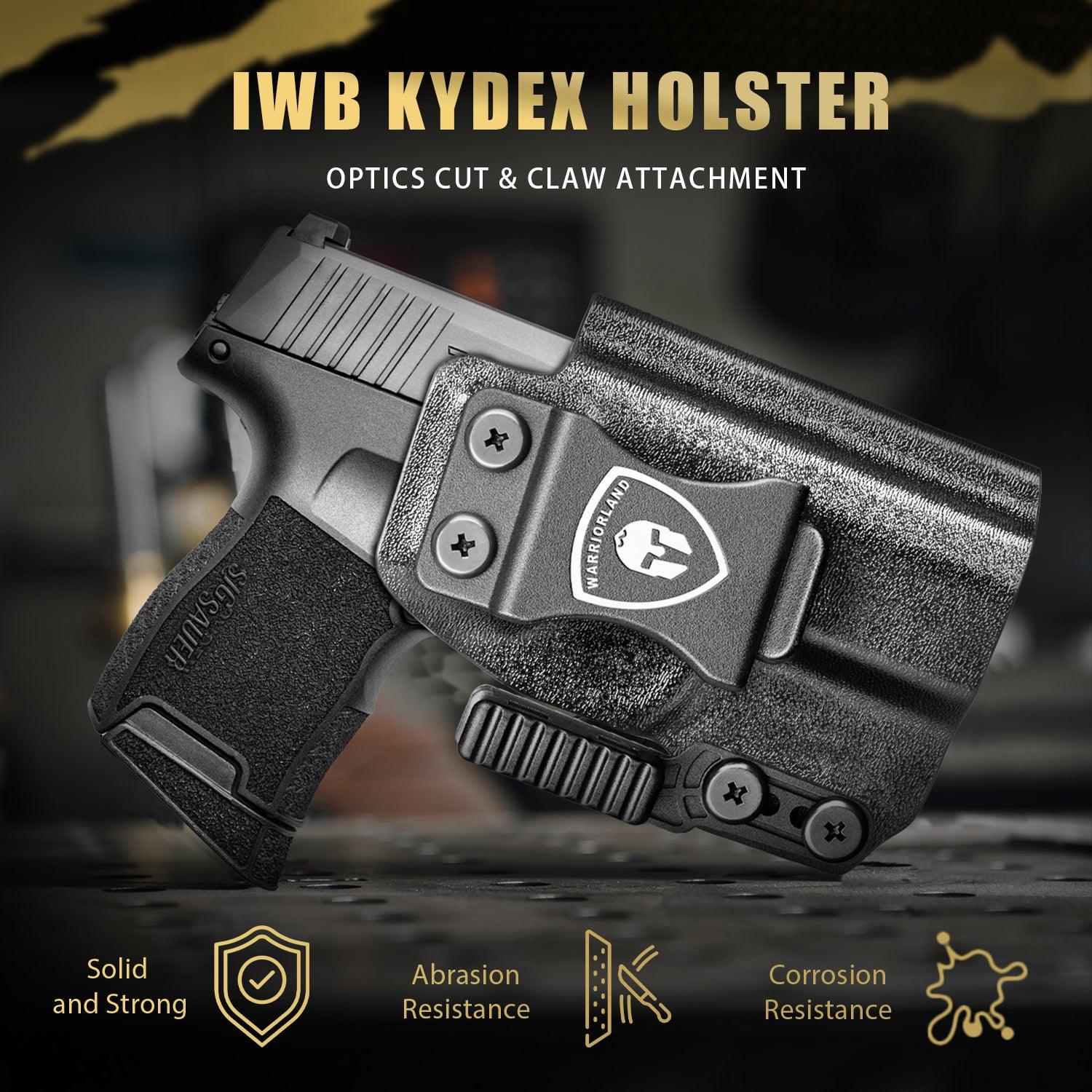 Sig P365 IWB Kydex Holster with Claw Attachment and Optic Cut: Sig Sauer P365 P365 XL P365 SAS P365X P365.380 ACP P365 ROSE.380 ACP, Inside Waistband Appendix Carry P365 Holster, Adj. Cant & Retention, Right Hand|WARRIORLAND WARRIORLAND