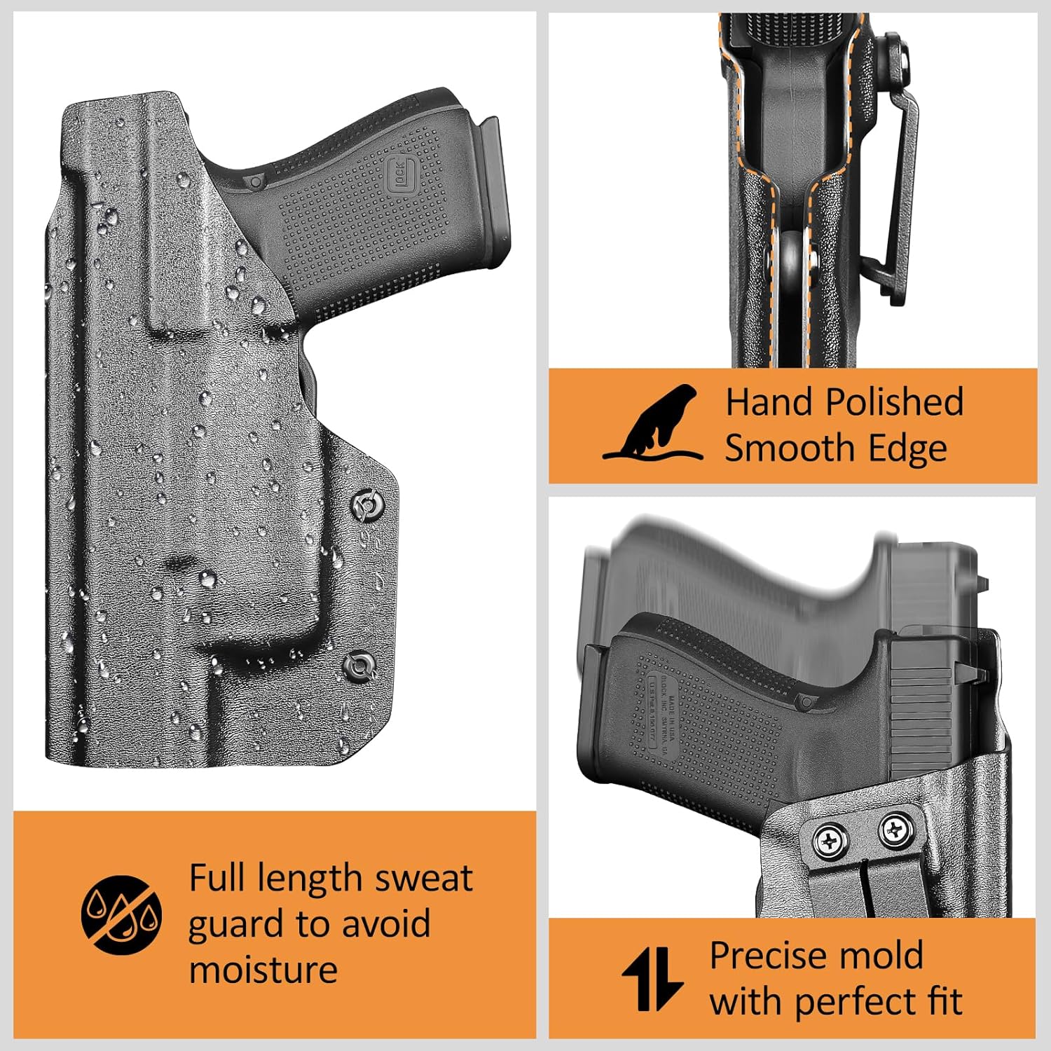 IWB Kydex Holster for Glock 19 with TLR6, Fit Glock 17/19 Gen 3-5, 23/32 Gen 3-4& 19X/ 44/45, Inside Waistband Conceal Carry, Adj. Cant & Retention, Right Hand.