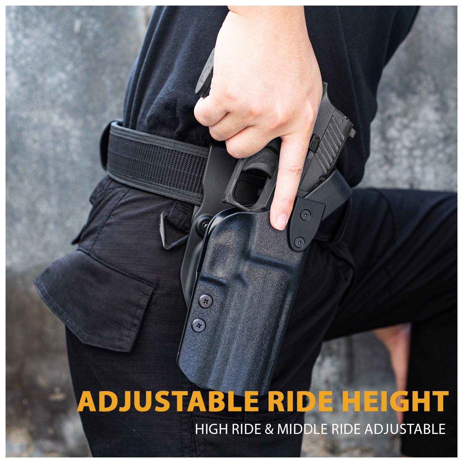 P320 Holster Level II Retention w/Hook Guard & Rotating Hood: Sig Sauer P320 Full Size/Compact/ P320 M17/P320 M18/P320 X Carry/P320 XFM/P320 AXG Combat/P320 X Five, Outside Waistband Holster Sig P320, Adj. Retention & Ride Height, Right|WARRIORLAND WARRIORLAND