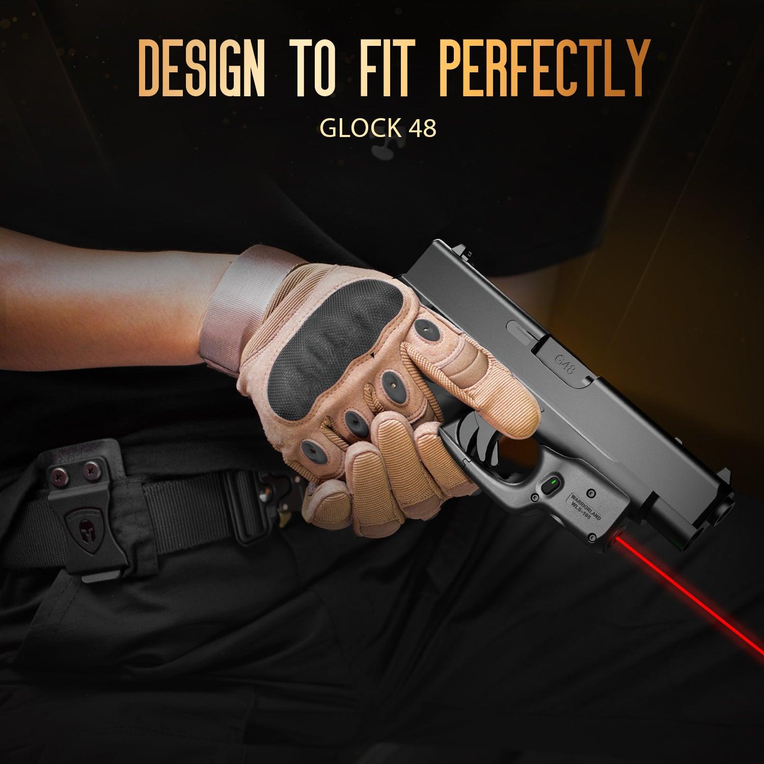 Red Laser Sight Designed to Fit Glock 48 with Holster Combo, Red Beam Sight with Power Indicator, Custom-Made IWB Kydex Holster Right Hand, WLS-105 w/ G48 Holster WARRIORLAND