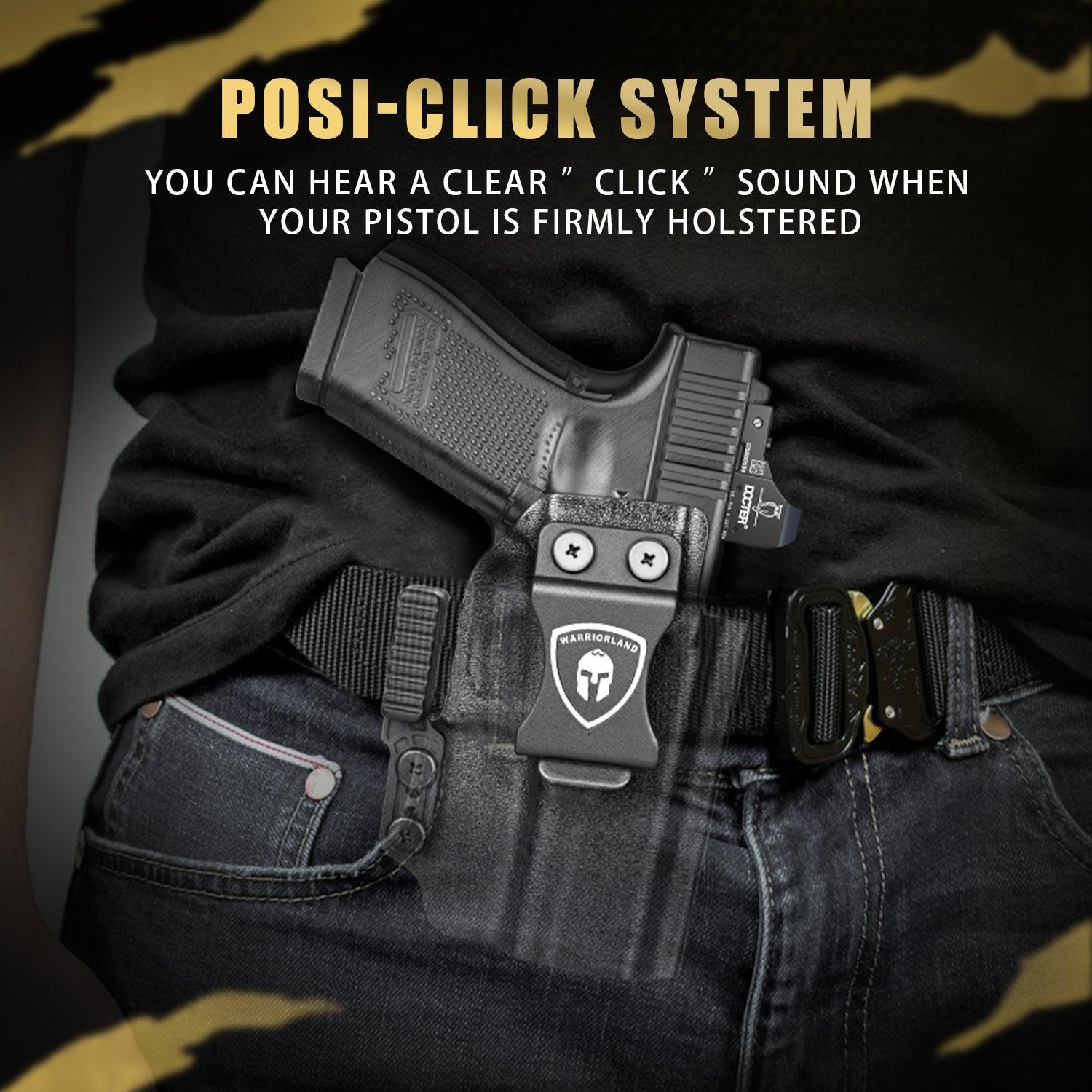 IWB Kydex Holster with Claw and Optic Cut: Glock 17/19/26/34 Gen3-5、Glock 17/19 Gen 4-5 MOS、Glock 23/32 Gen3-4,G19X G26 Gen5 MOS G34 Gen5 MOS G44 G45 G45 MOS Inside Waistband Appendix Carry G19 Holster, Adj. Cant & Retention, Right Hand|WARRIORLAND WARRIORLAND