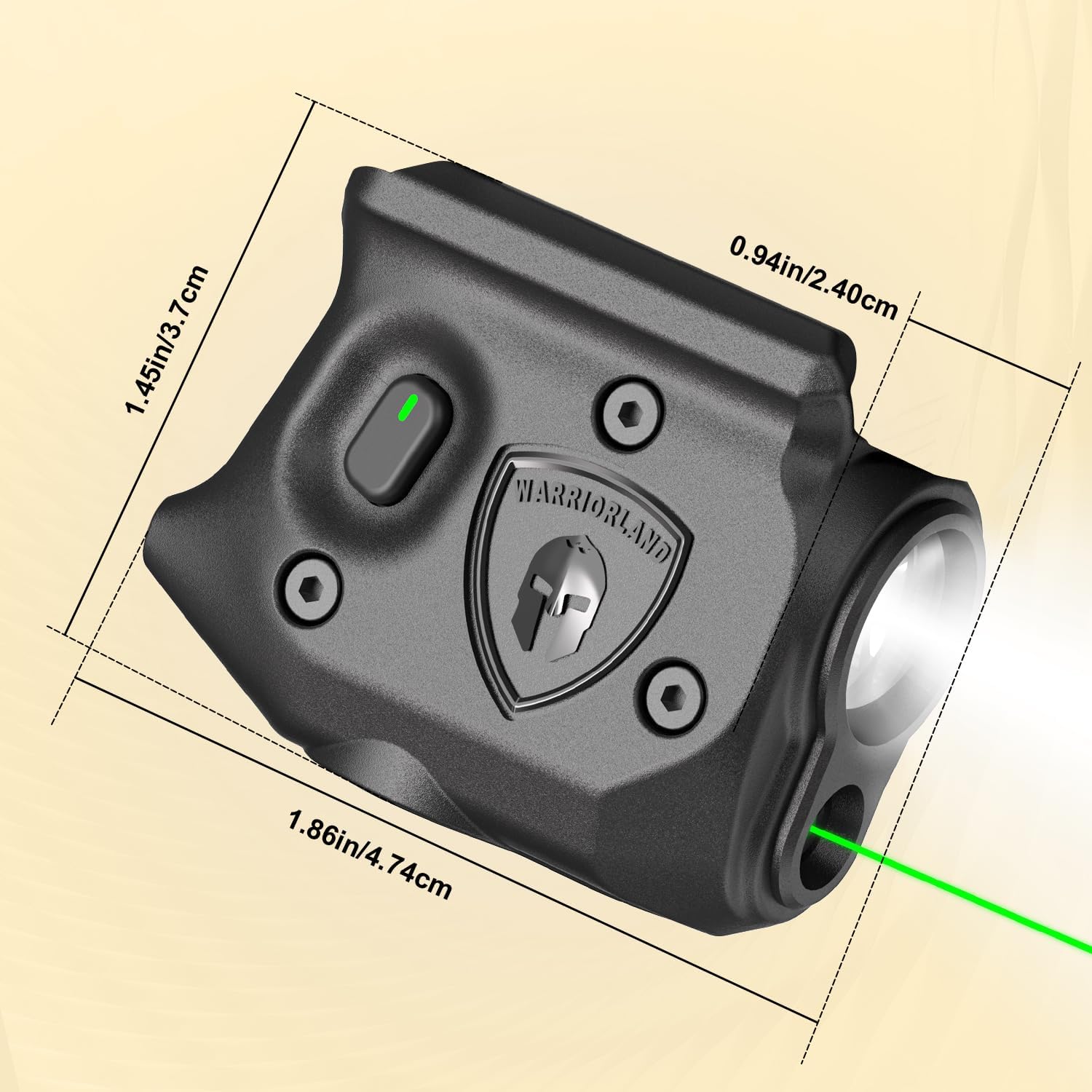 WARRIORLAND Pistol Light Laser Combo Fits Sig Sauer P365 Xmacro, Compact 150-Lumen Trigger & Rail Mounted Tactical Weapon Light, Green Laser & White LED Flashlight, Power Indicator, SLL-109G โWARRIORLAND