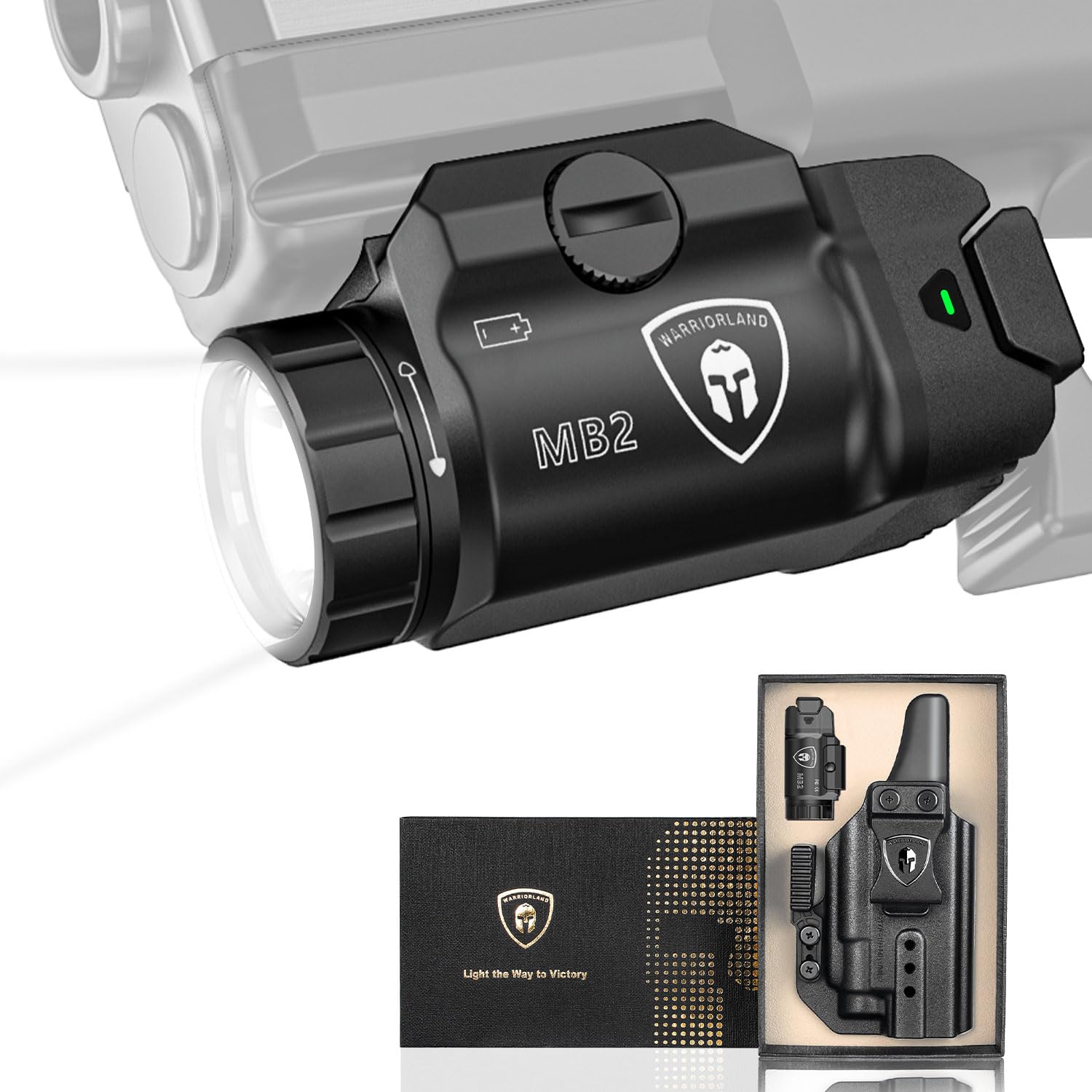 WARRIORLAND 500 Lumen White LED Tactical Light with Glock 17/19 Polymer Claw Holster Combo-Compact Rail Mounted Weapon Light,with Battery Included (MB2/Glock 17/19) WARRIORLAND
