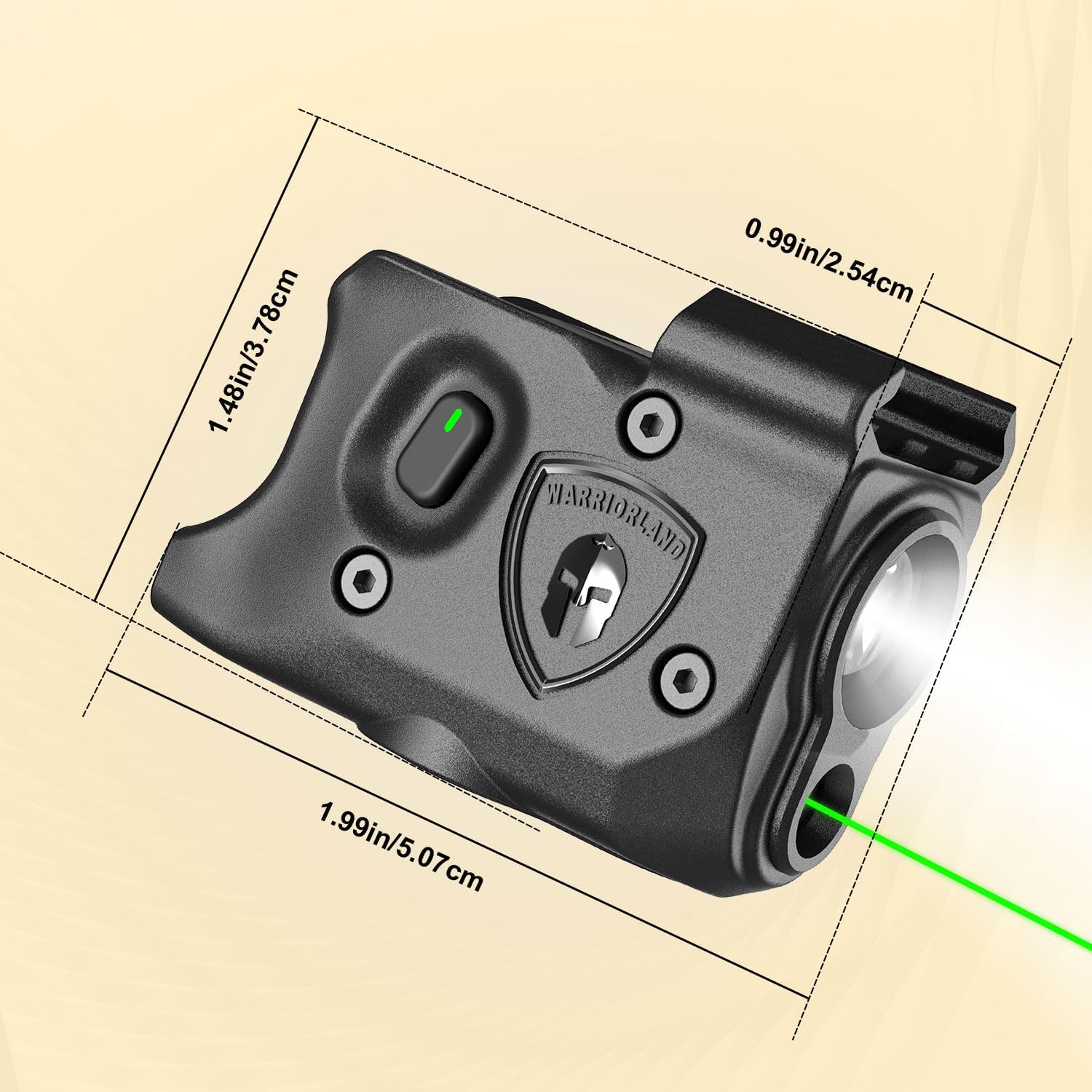 WARRIORLAND Pistol Light Laser Combo Fits Glock 17/19 Gen 3-5, Glock 22/23/31/32 Gen 3-4 & Glock 19X/44/45, Compact 150-Lumen Tactical Weapon Light with Green Laser & White LED Flashlight, SLL-104G WARRIORLAND